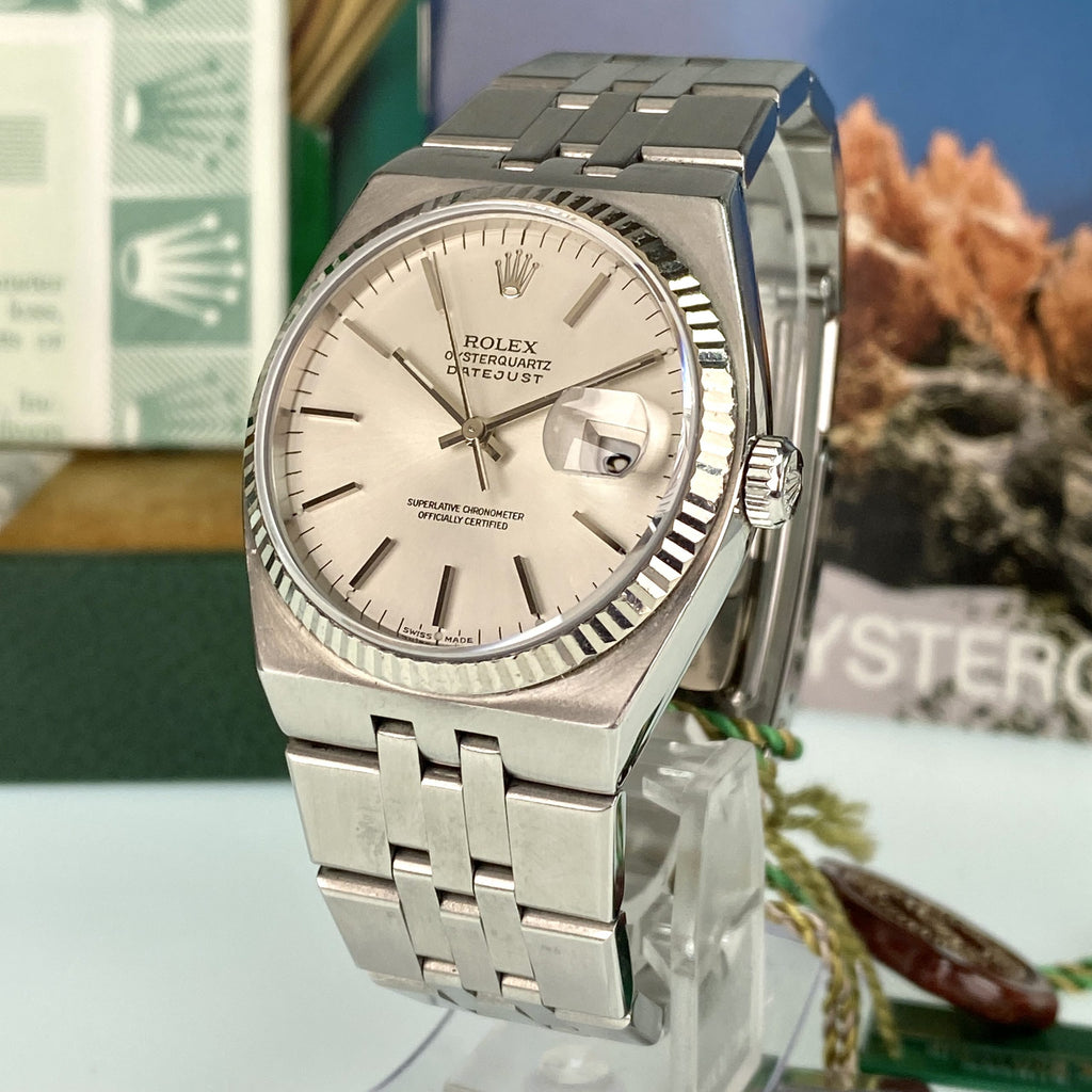 1999 Rolex Datejust Oysterquartz 17014 Unpolished complete collector set box & papers