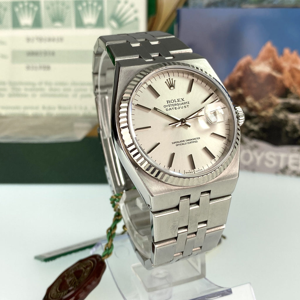 1999 Rolex Datejust Oysterquartz 17014 Unpolished complete collector set box & papers