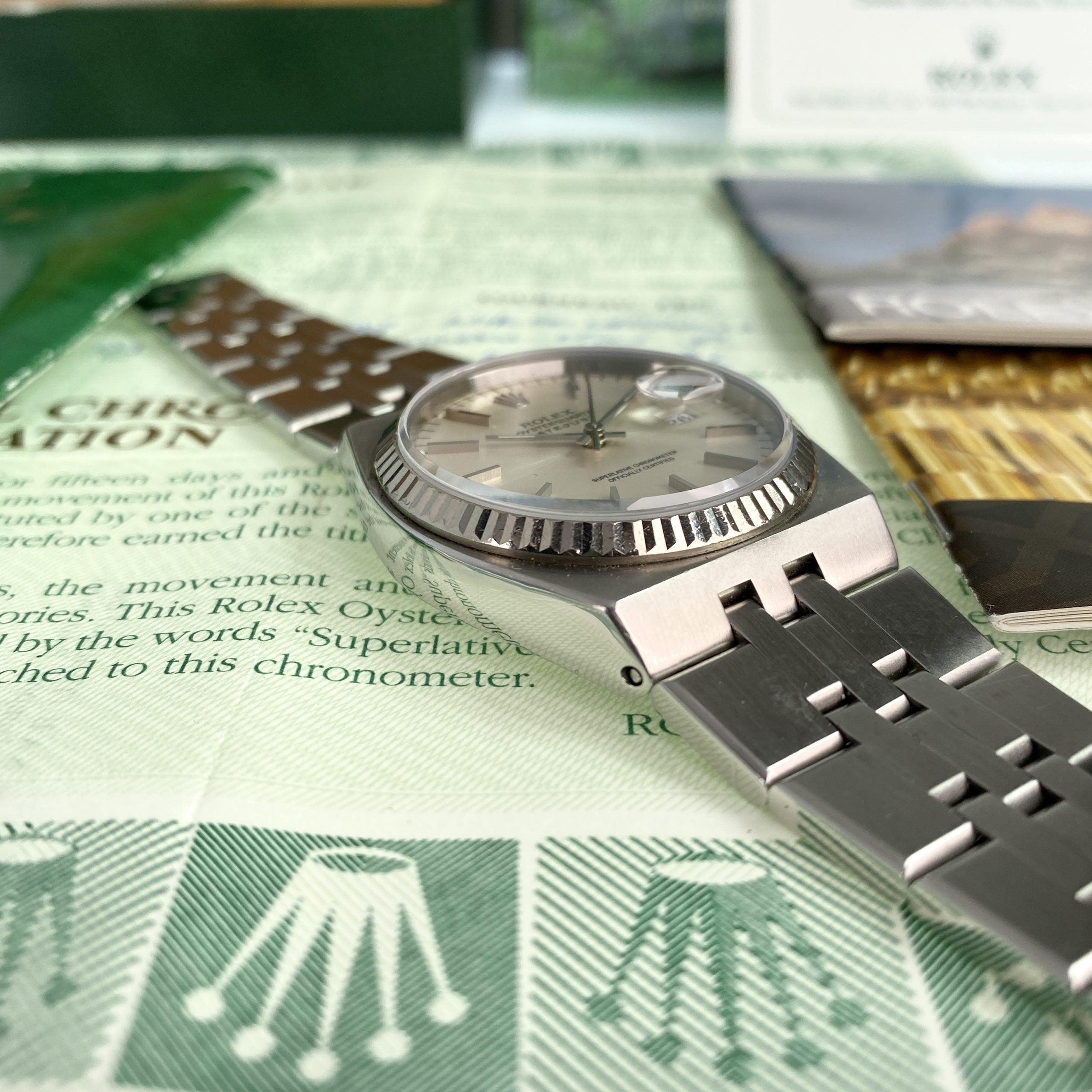 1999 Rolex Datejust Oysterquartz 17014 Unpolished complete collector set box & papers