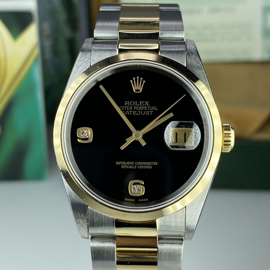 2000 NOS Rolex Datejust 16203 with Black Onyx Diamonds Dial with Box & Papers