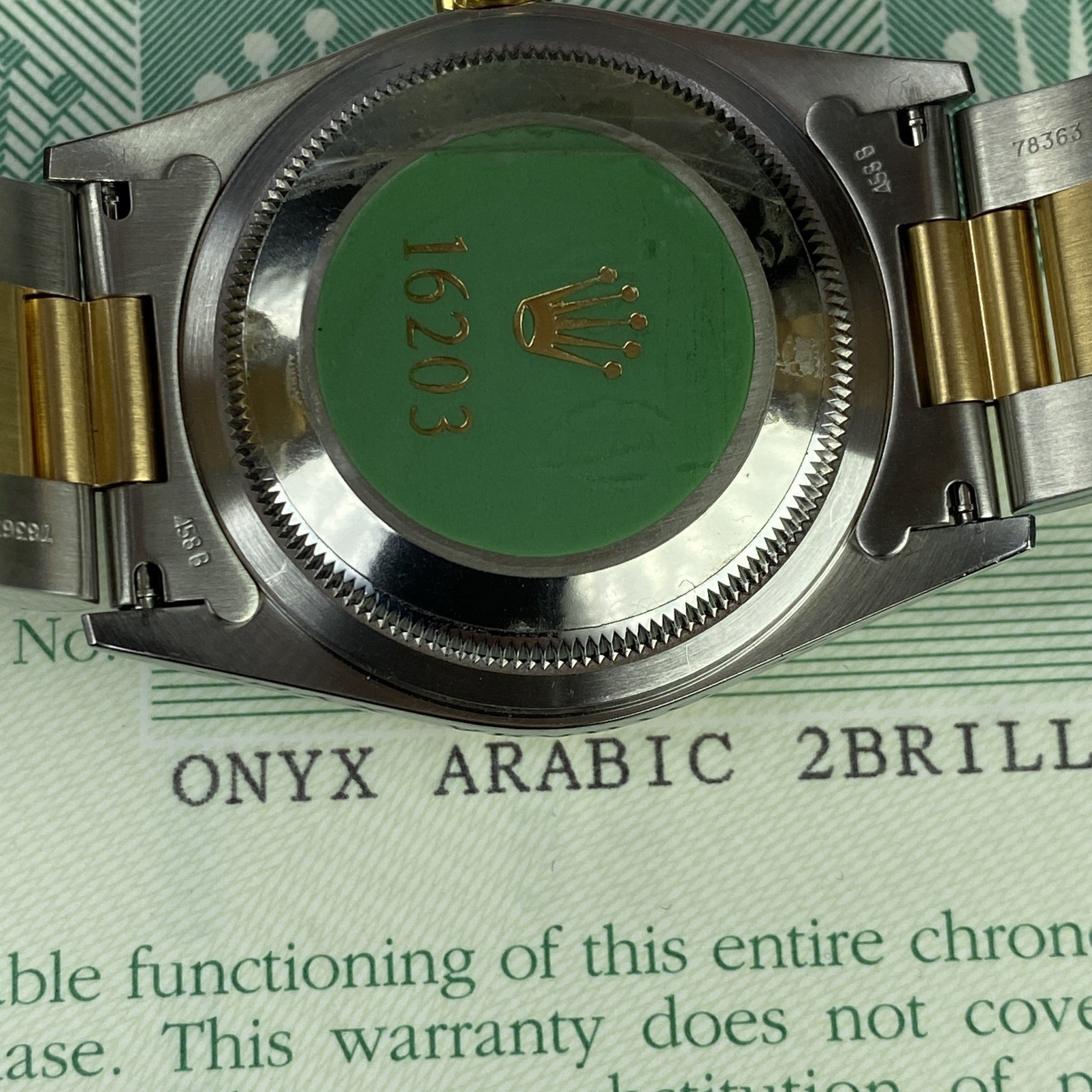 2000 NOS Rolex Datejust 16203 with Black Onyx Diamonds Dial with Box & Papers