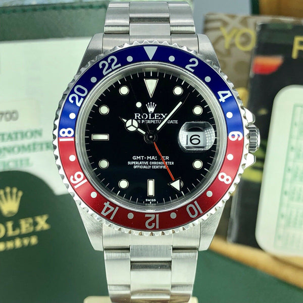 1999 NOS Rolex GMT Master 16700 Pepsi New Old Stock Full Set Box & Papers
