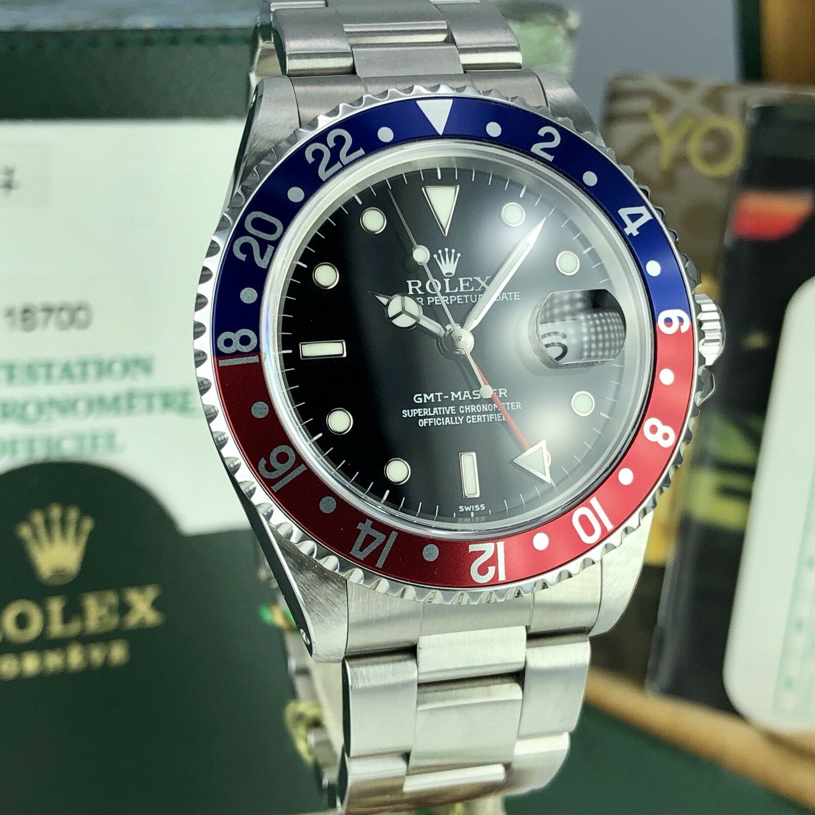 1999 NOS Rolex GMT Master 16700 Pepsi New Old Stock Full Set Box & Papers