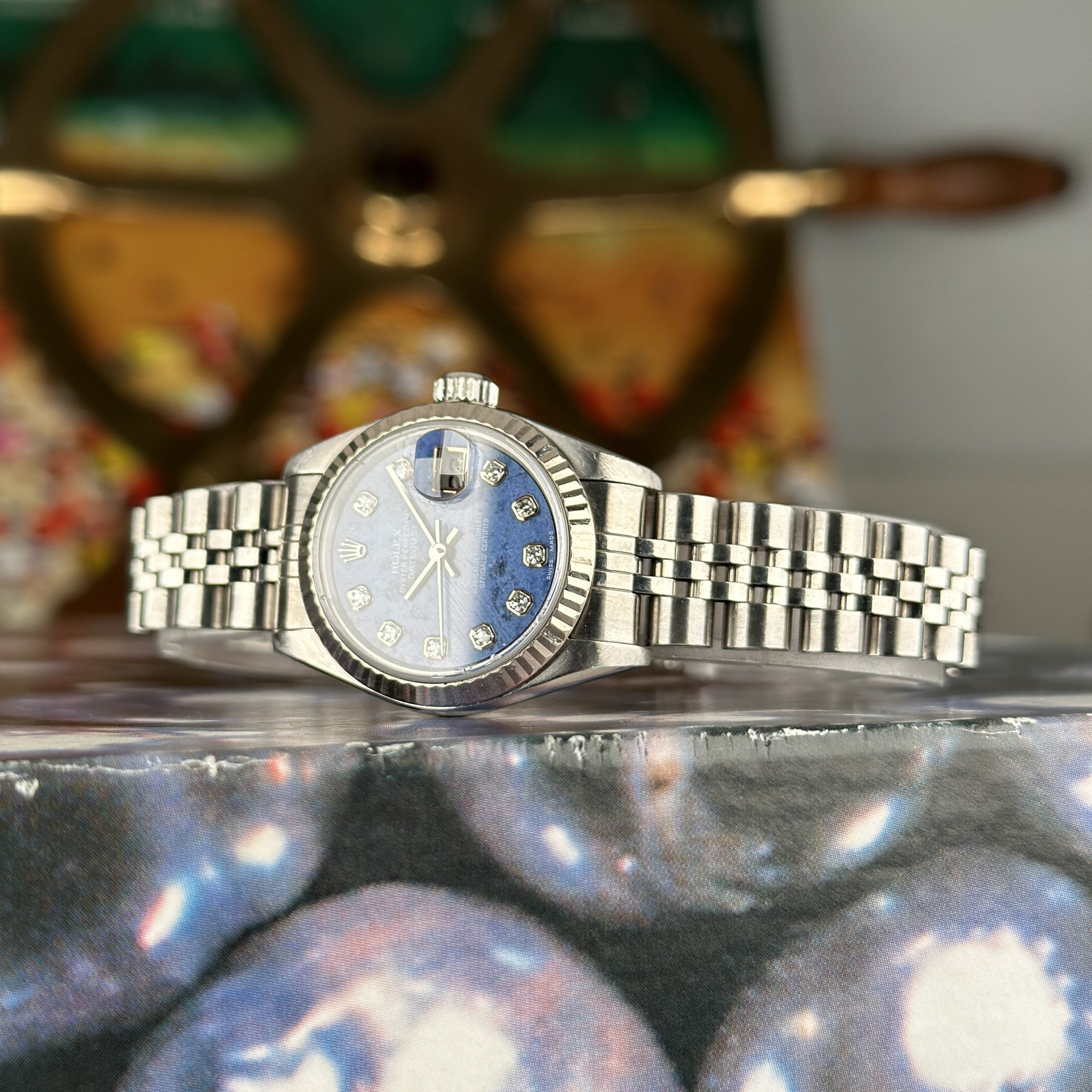 2000 Rolex Datejust 79174 ladies 23mm Diamonds Sodalite Dial