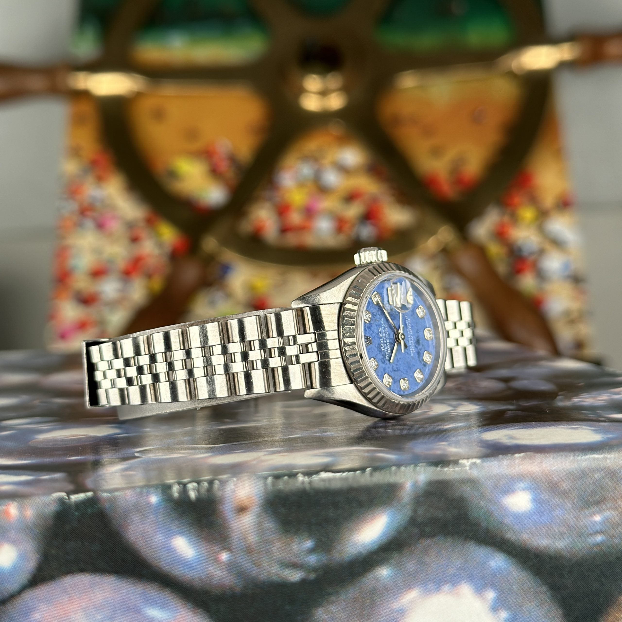 2000 Rolex Datejust 79174 ladies 23mm Diamonds Sodalite Dial
