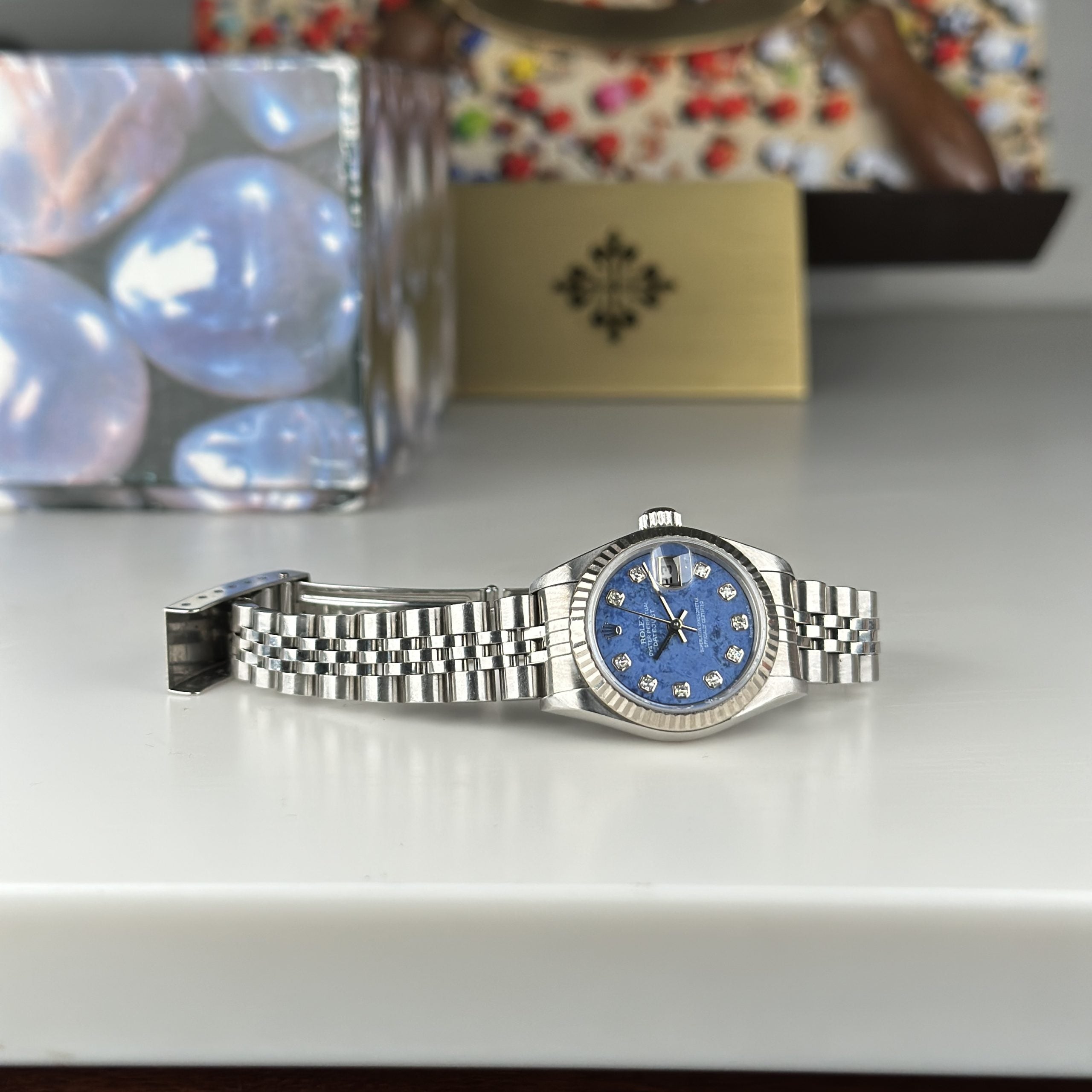 2000 Rolex Datejust 79174 ladies 23mm Diamonds Sodalite Dial