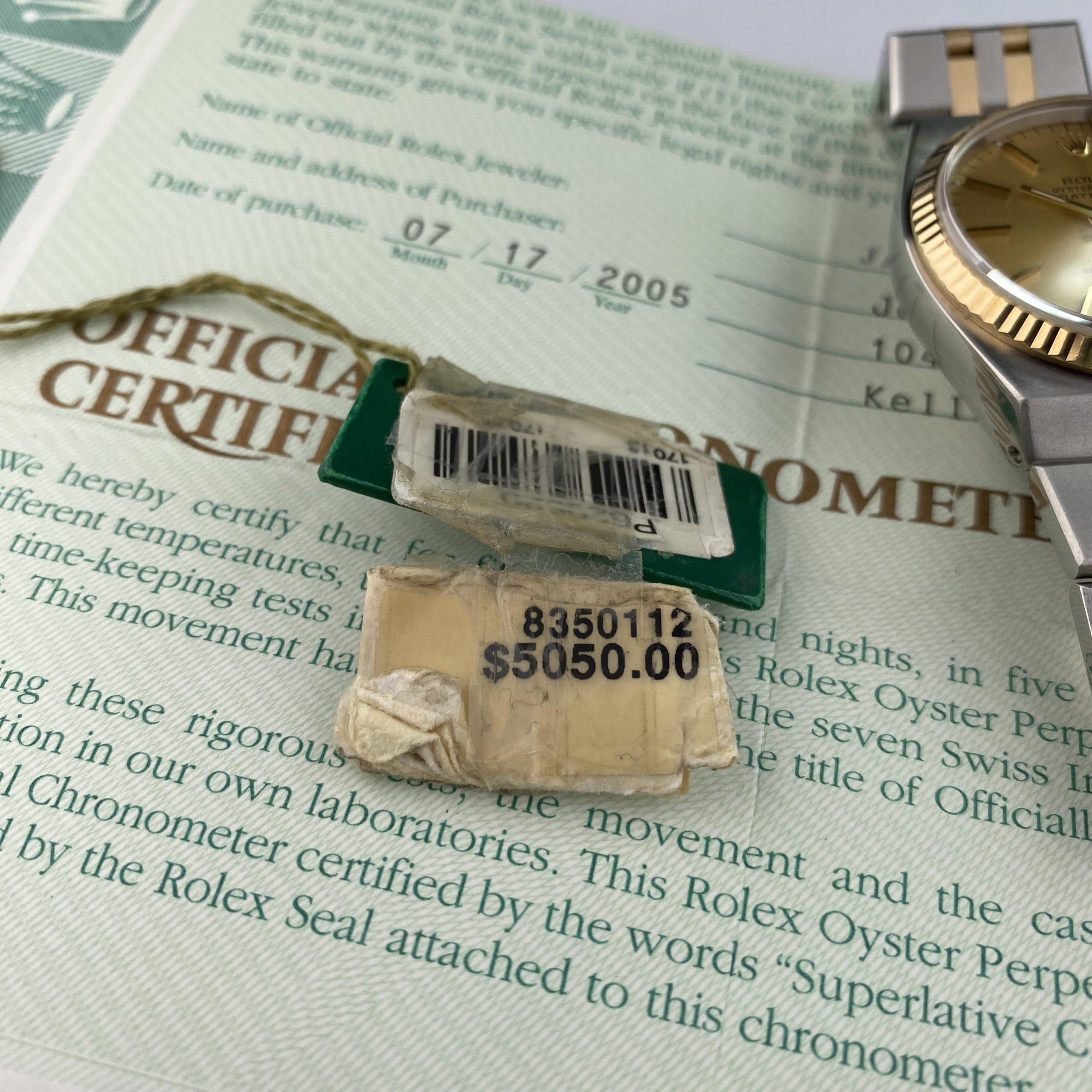2000 Rolex Datejust Oysterquartz 17013 Unpolished Box and papers
