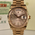 2000 Rolex Day-Date 118205 Unpolished President Rose Gold with Factory Diamond Dial with Box & Papers
