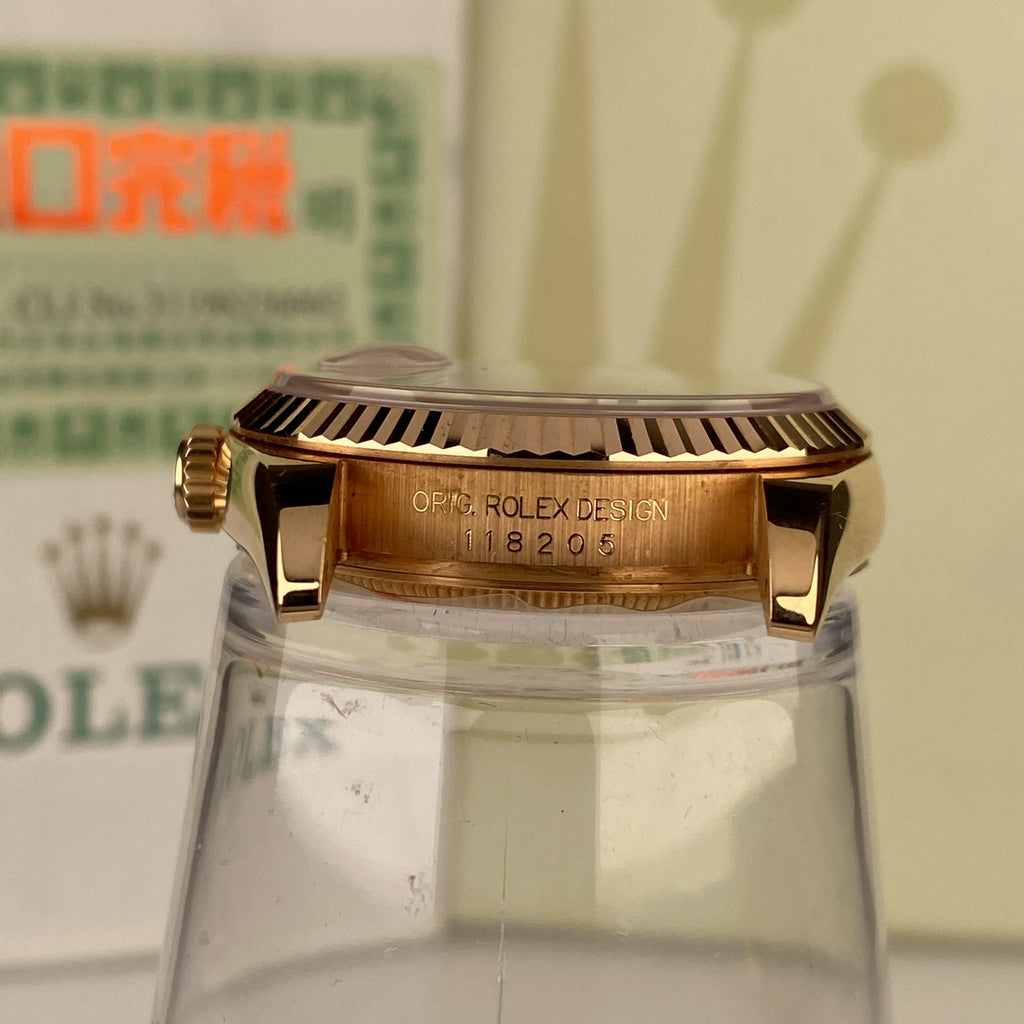2000 Rolex Day-Date 118205 Unpolished President Rose Gold with Factory Diamond Dial with Box & Papers