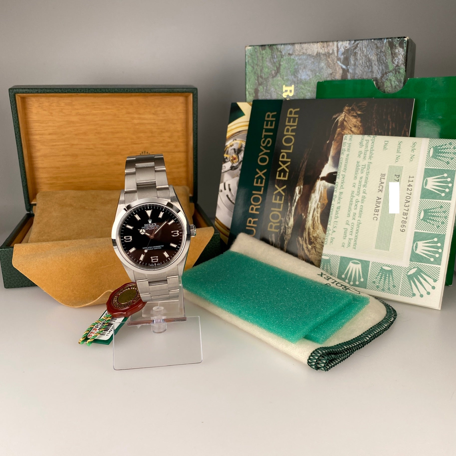 2000 Rolex Explorer 114270 New Old Stock with Stickers Complete Set Box & Papers