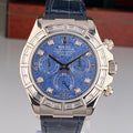 2001 Rolex Daytona 116589BR White Gold Factory Baguette Bezel and Factory Sodalite Diamond Dial