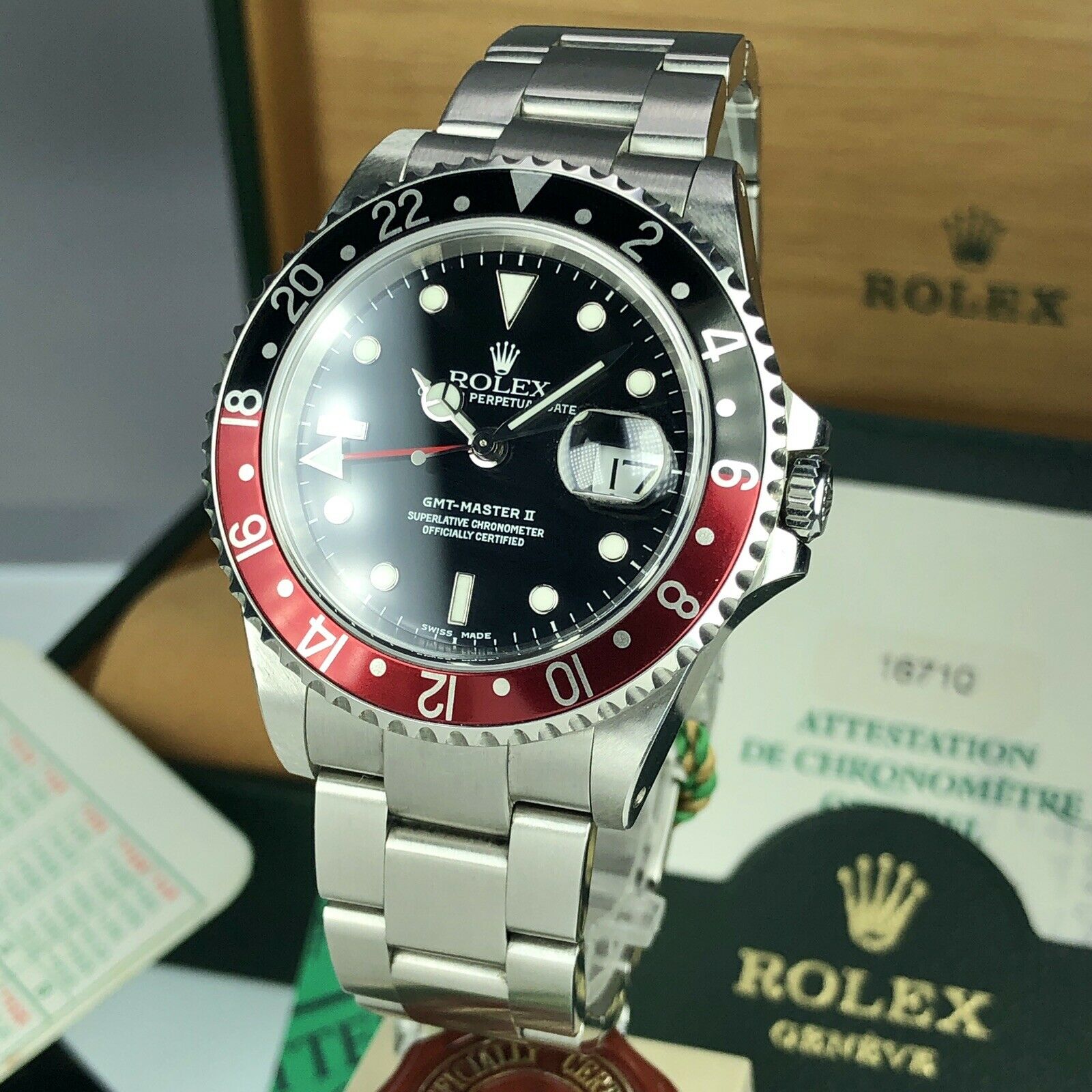 2002 NOS Rolex GMT Master II 16710 Coke New Old Stock Full Set Box & Papers