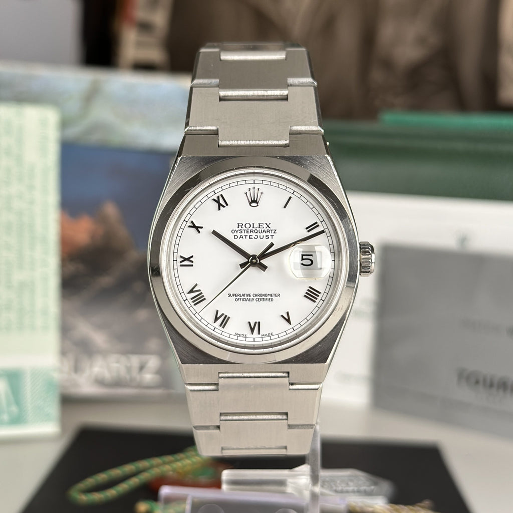 2002 Rolex Datejust Oysterquartz 17000 Last Generation Unpolished Complete Set Box and papers