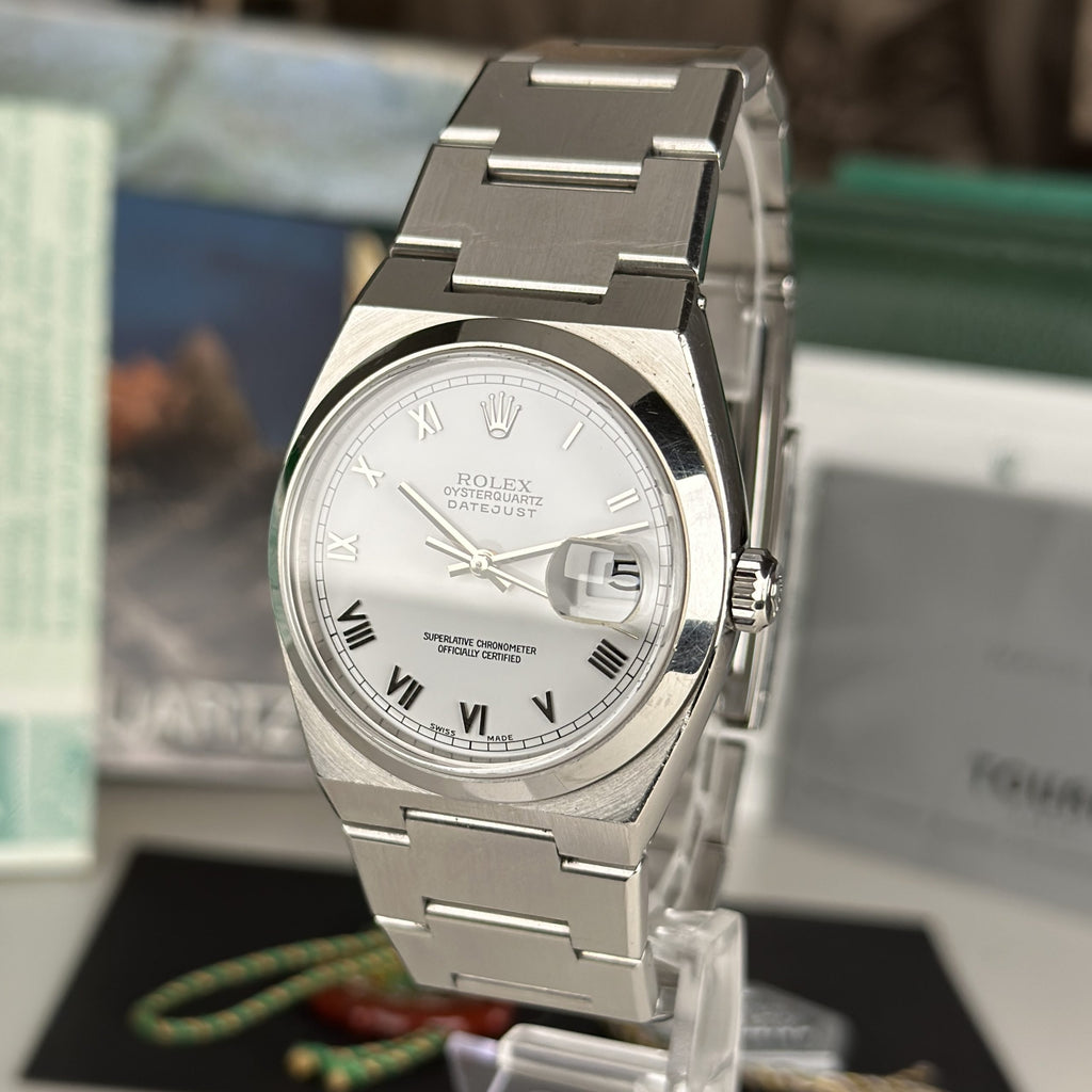 2002 Rolex Datejust Oysterquartz 17000 Last Generation Unpolished Complete Set Box and papers
