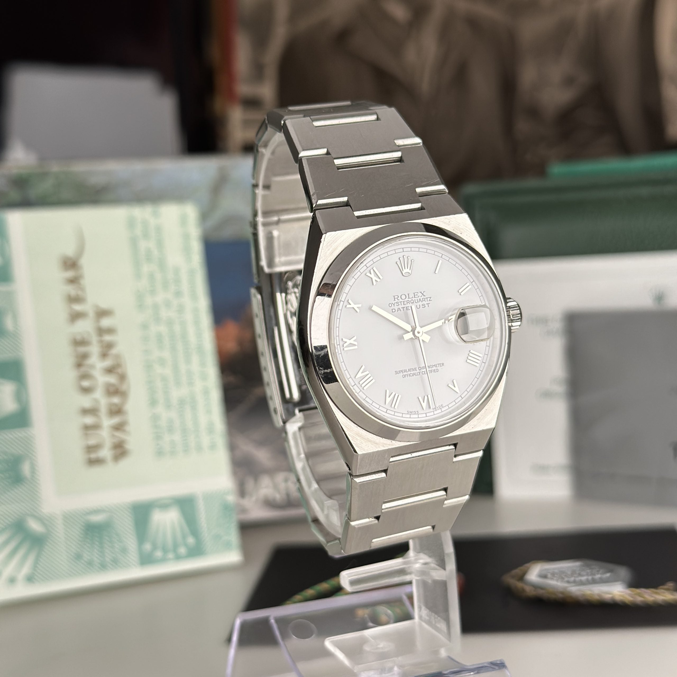 2002 Rolex Datejust Oysterquartz 17000 Last Generation Unpolished Complete Set Box and papers