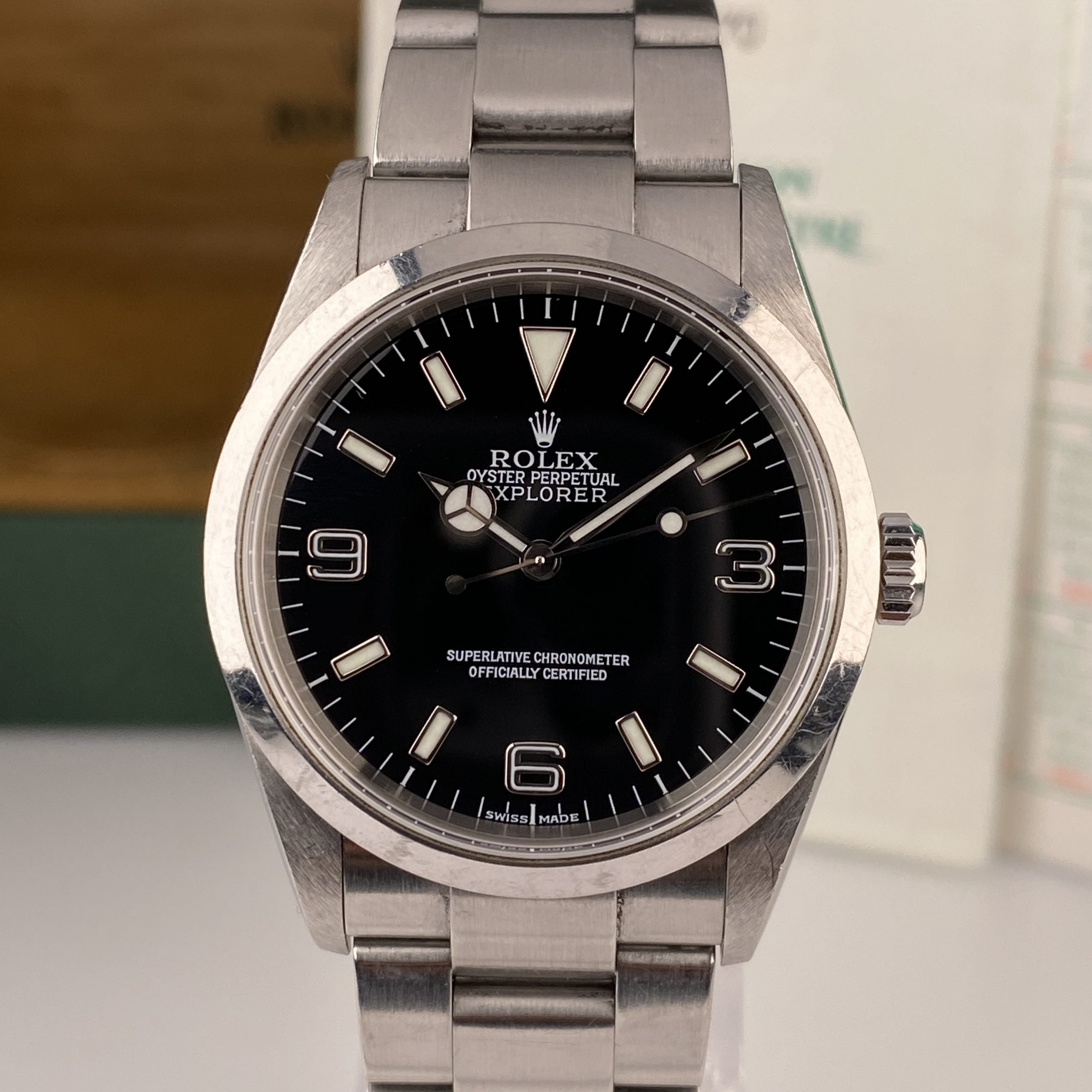 2002 Rolex Explorer 114270 Unpolished Complete Set Box & Papers