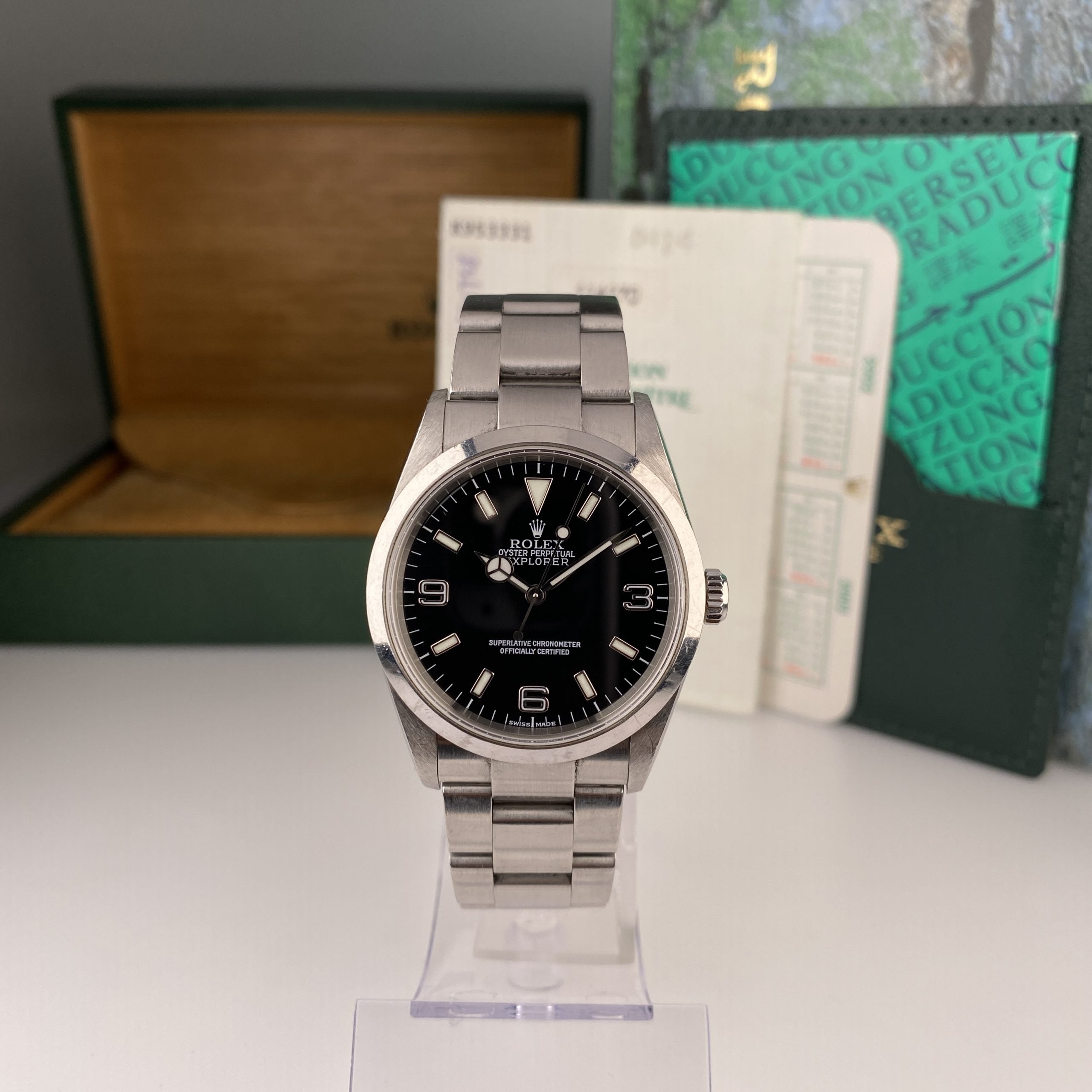 2002 Rolex Explorer 114270 Unpolished Complete Set Box & Papers