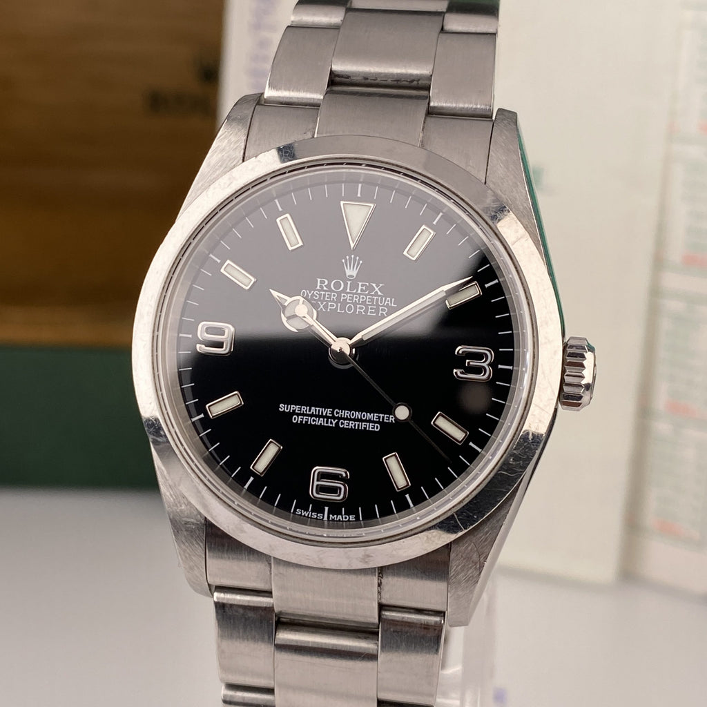 2002 Rolex Explorer 114270 Unpolished Complete Set Box & Papers