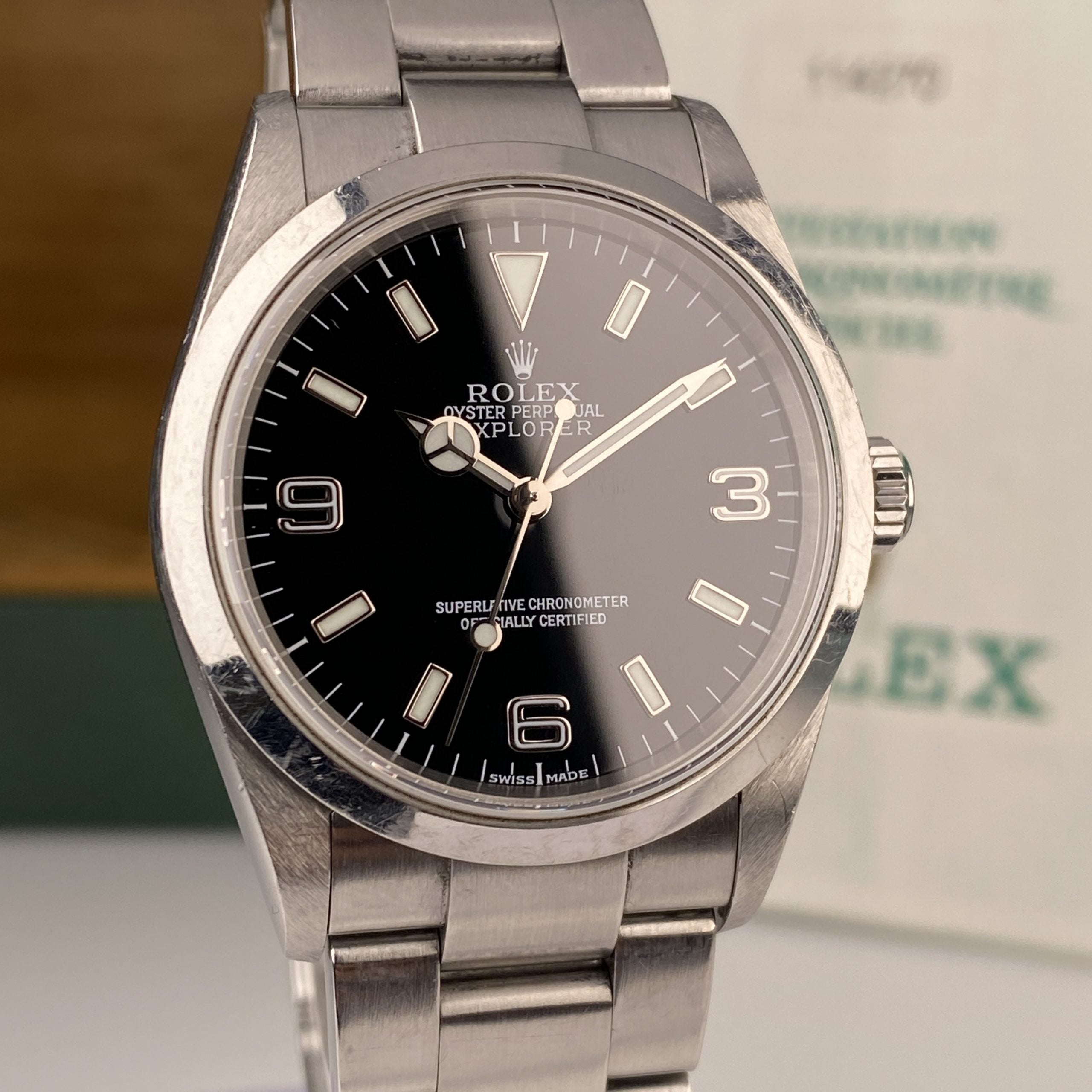 2002 Rolex Explorer 114270 Unpolished Complete Set Box & Papers