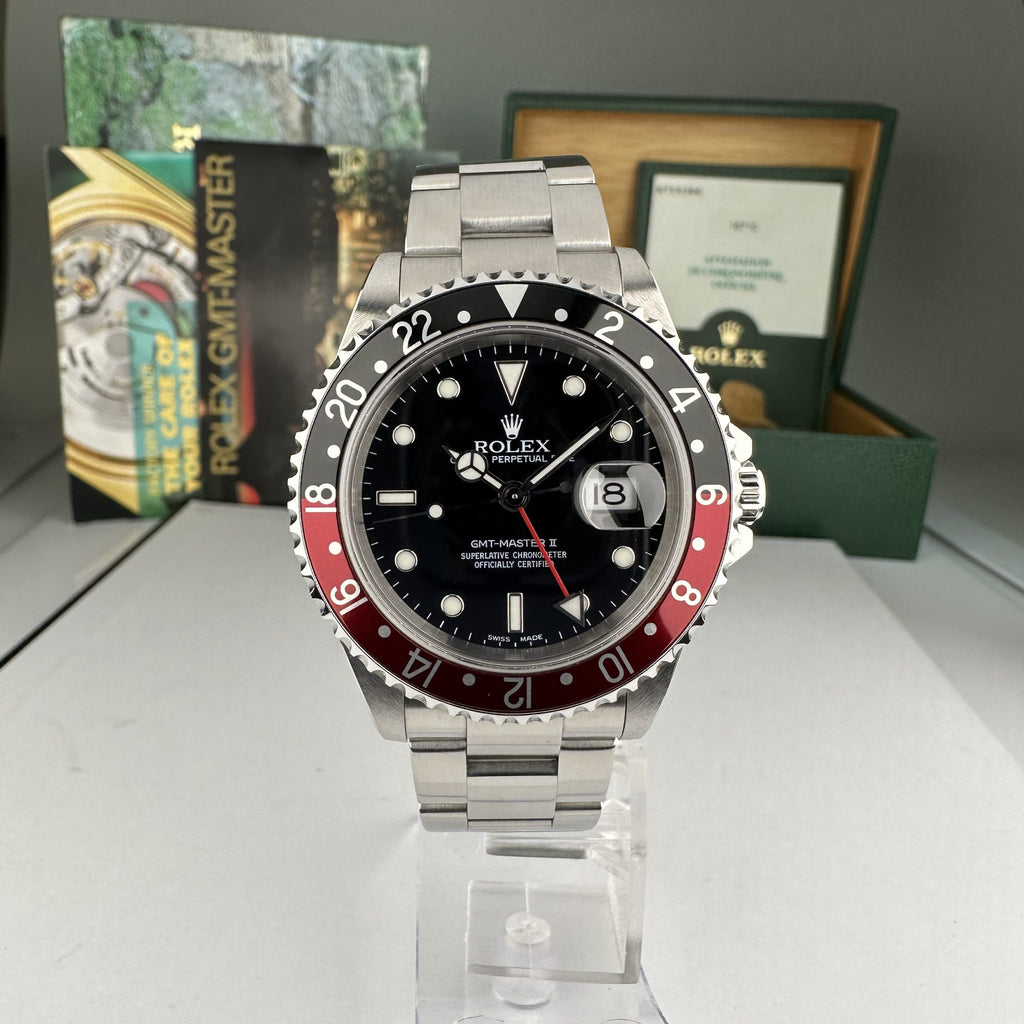 2002 Rolex GMT-Master II 16710 Unpolished Black & Red Coke with Box & Papers