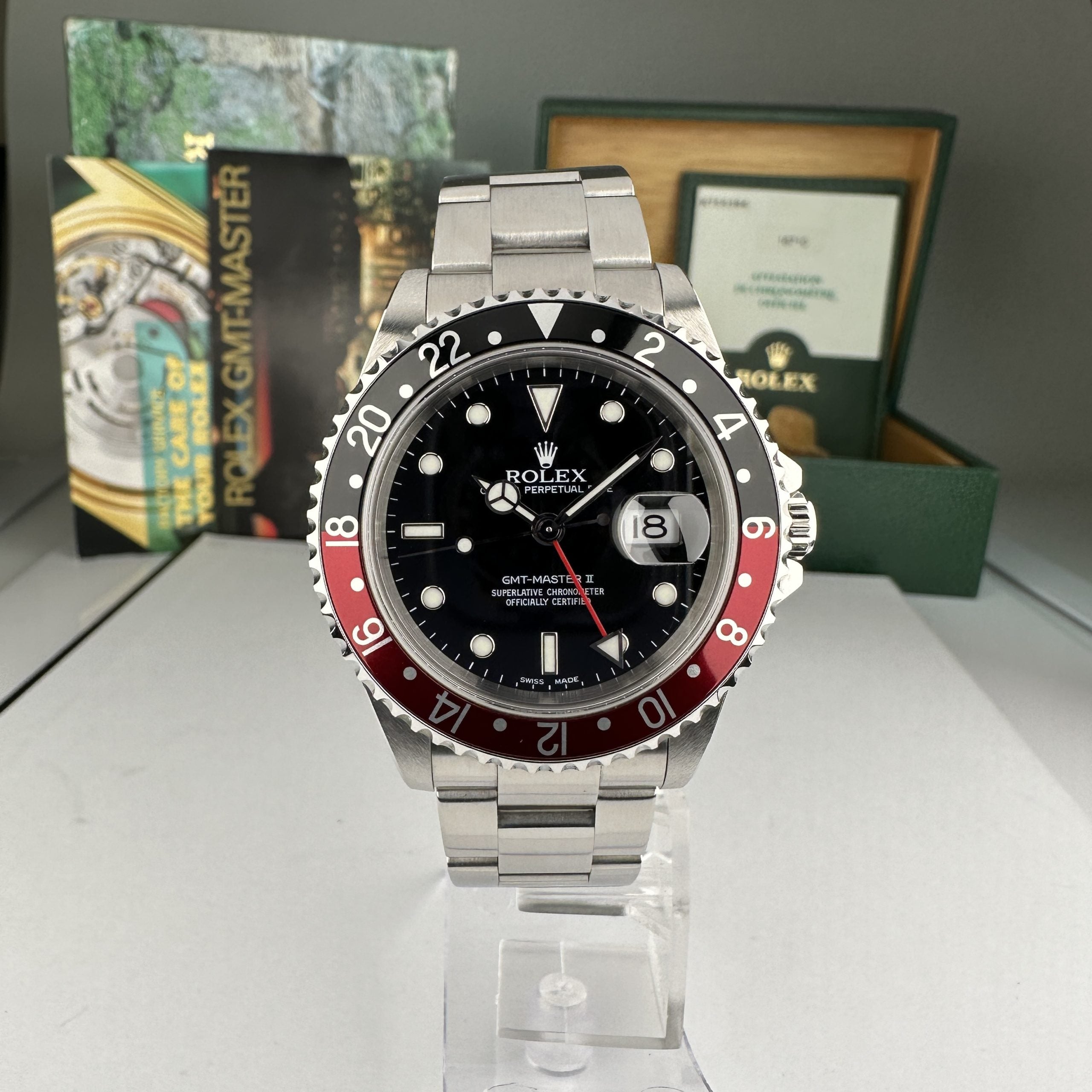 2002 Rolex GMT-Master II 16710 Unpolished Black & Red Coke with Box & Papers