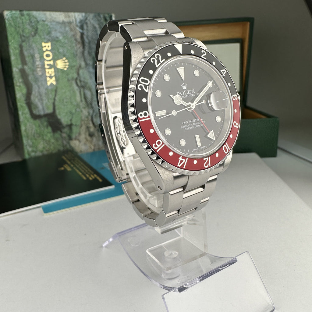 2002 Rolex GMT-Master II 16710 Unpolished Black & Red Coke with Box & Papers