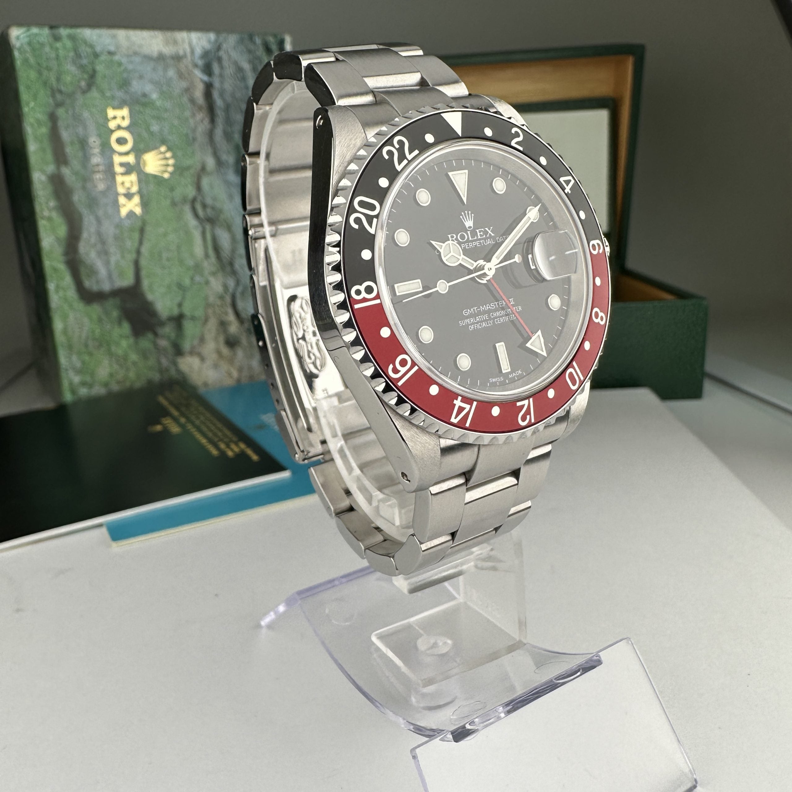 2002 Rolex GMT-Master II 16710 Unpolished Black & Red Coke with Box & Papers