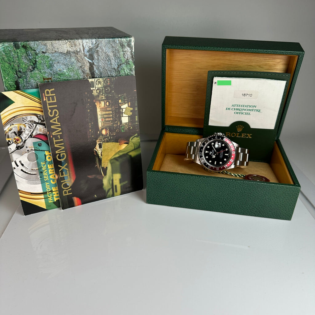 2002 Rolex GMT-Master II 16710 Unpolished Black & Red Coke with Box & Papers