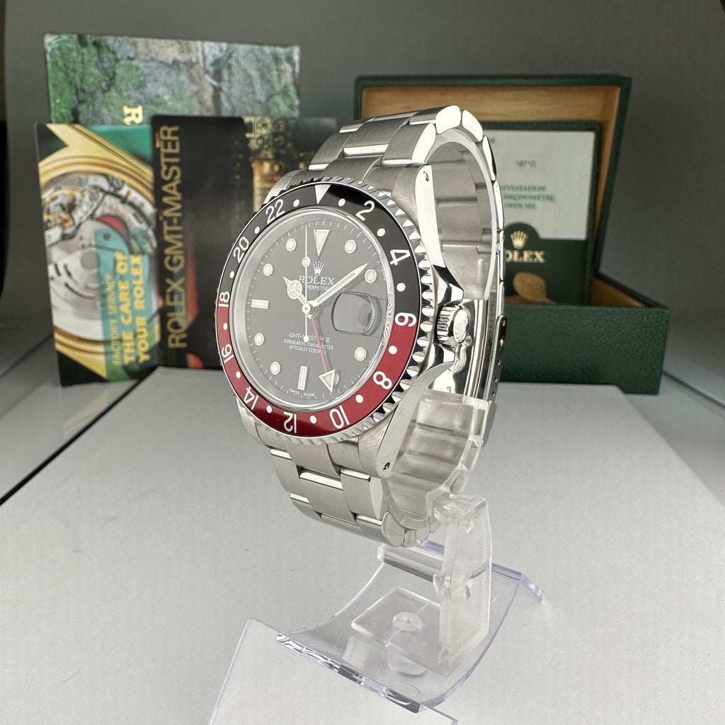 2002 Rolex GMT-Master II 16710 Unpolished Black & Red Coke with Box & Papers