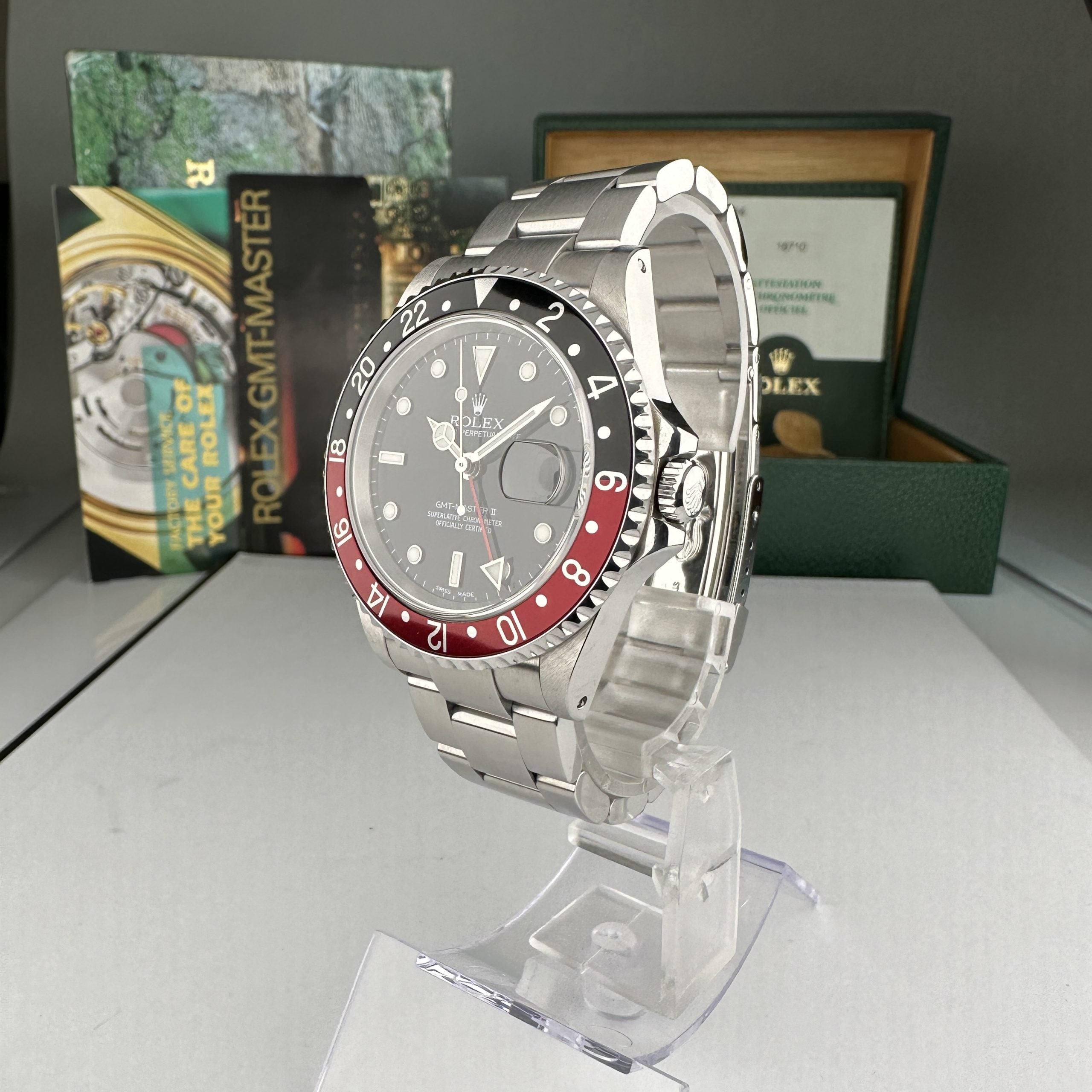 2002 Rolex GMT-Master II 16710 Unpolished Black & Red Coke with Box & Papers