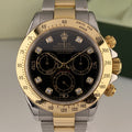 2003 Rolex Daytona 116523 Steel & Gold Unpolished Factory Black Diamond Dial