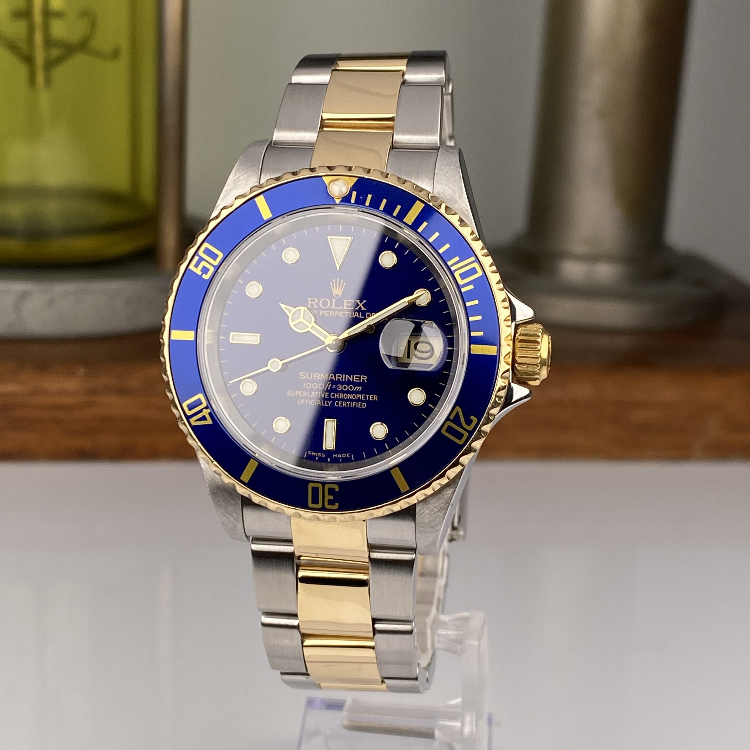 2003 Rolex Submariner 16613 Steel & 18k 2 tone Gold Factory Blue Dial