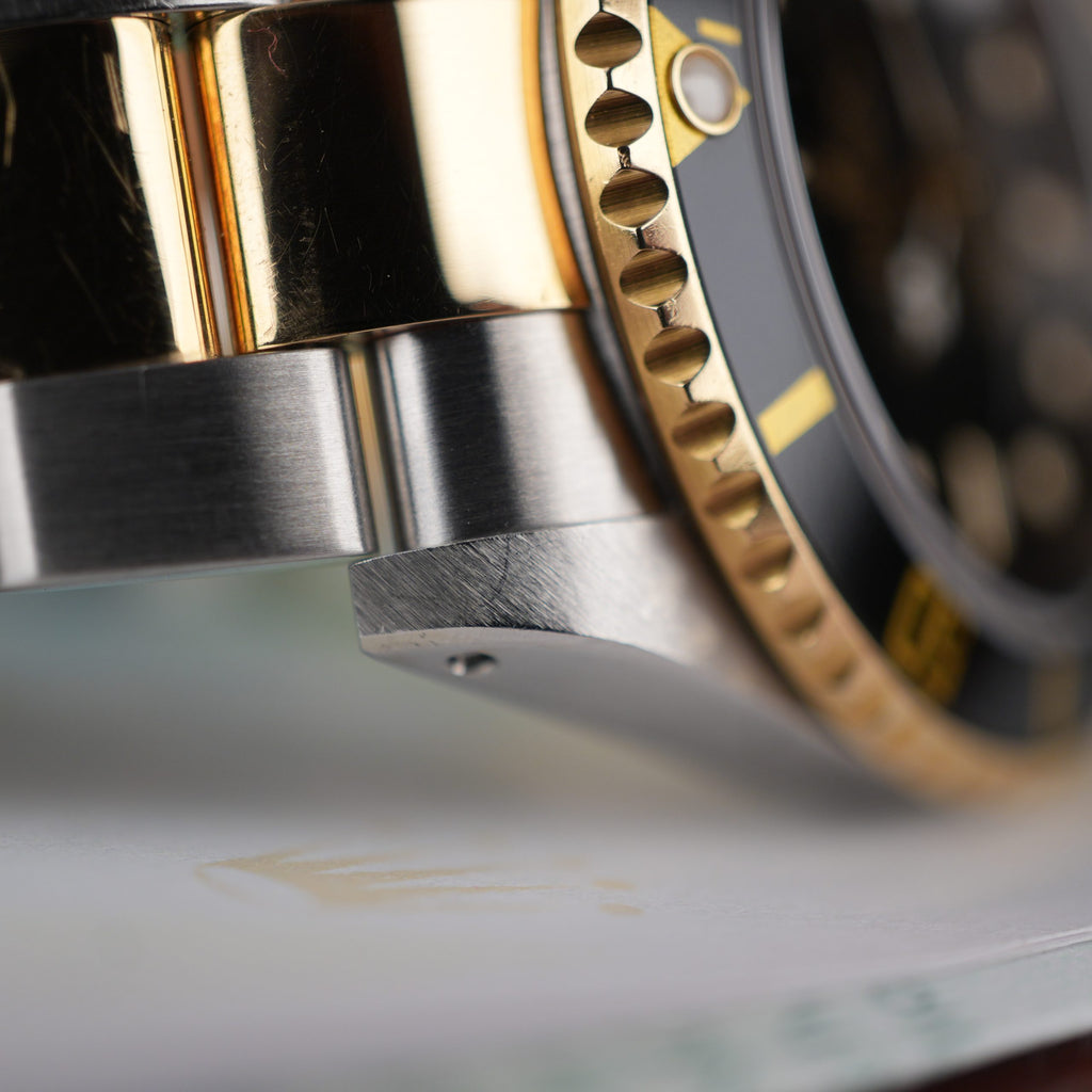 2003 Rolex Submariner 16613 Unpolished Gold and Steel Black Dial Box & Papers complete set