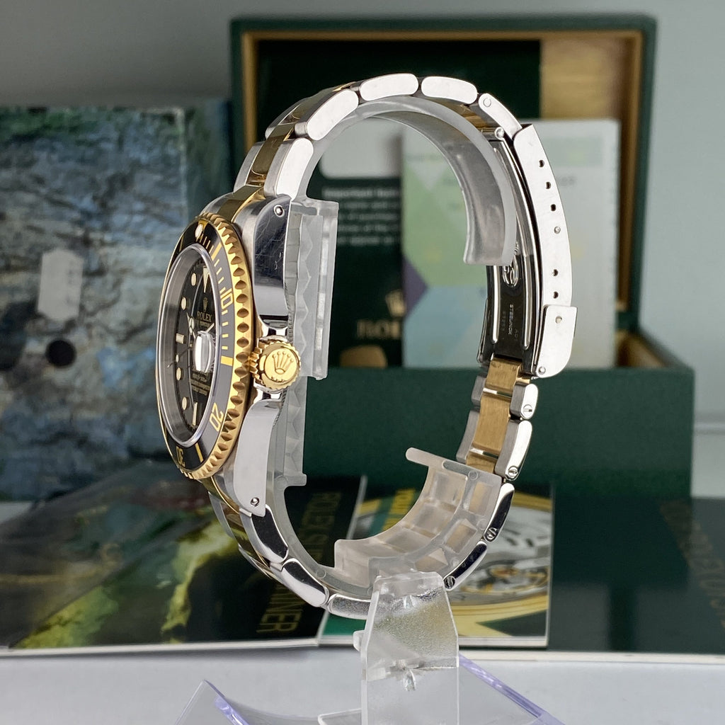 2003 Rolex Submariner 16613 Unpolished Steel & Gold Factory Black Dial Box & Papers complete set