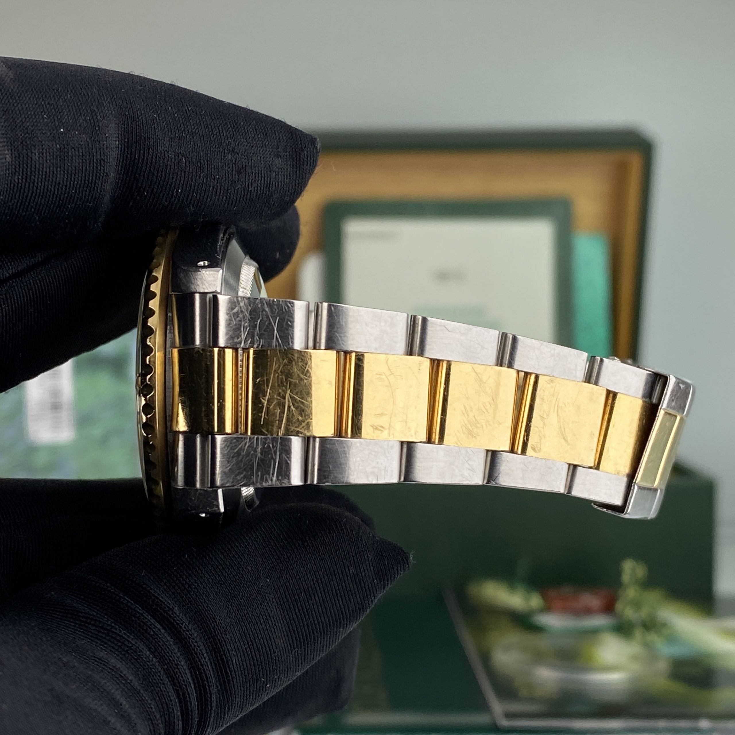 2003 Rolex Submariner 16613 Unpolished Steel & Gold Factory Serti Diamond Dial Box & Papers complete set