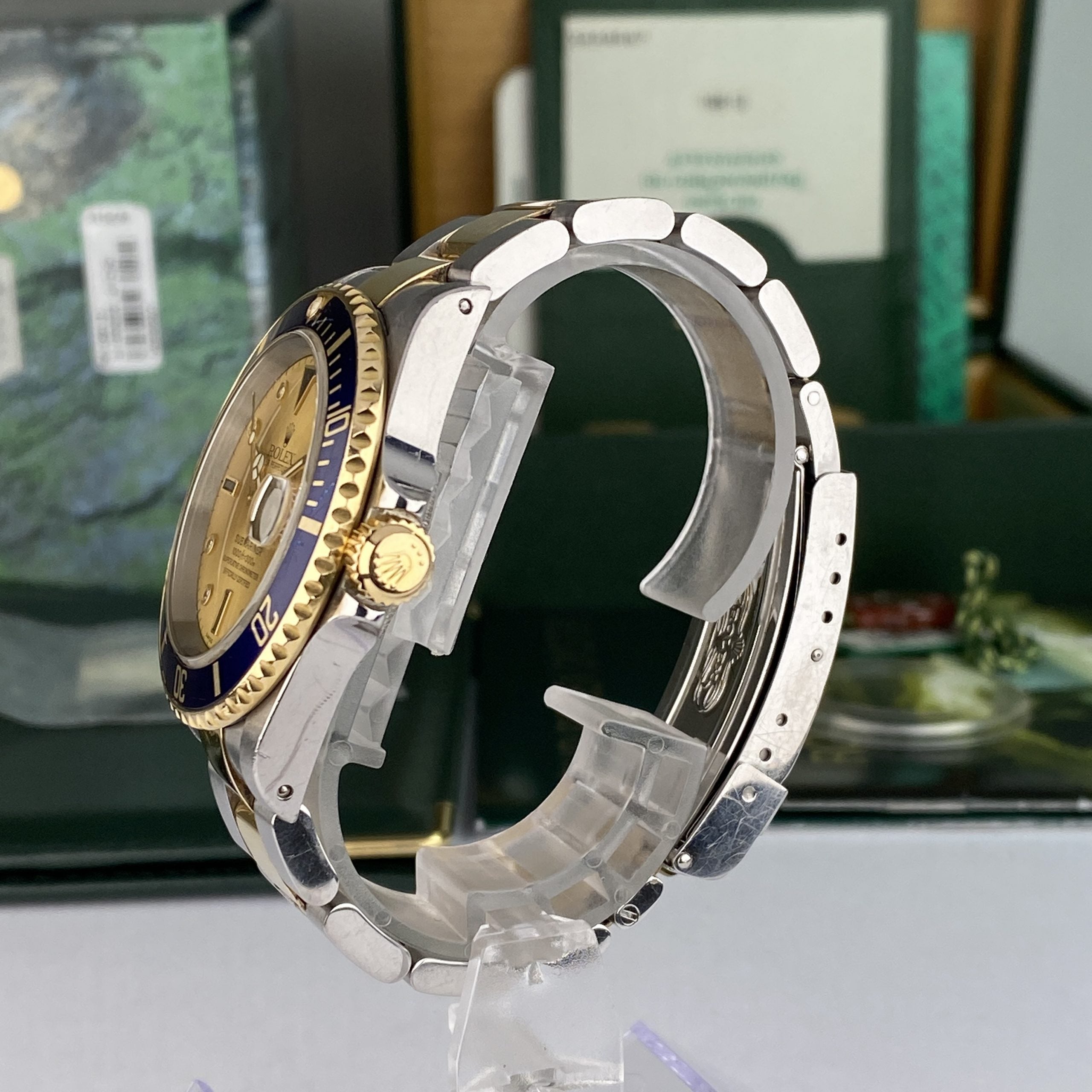 2003 Rolex Submariner 16613 Unpolished Steel & Gold Factory Serti Diamond Dial Box & Papers complete set