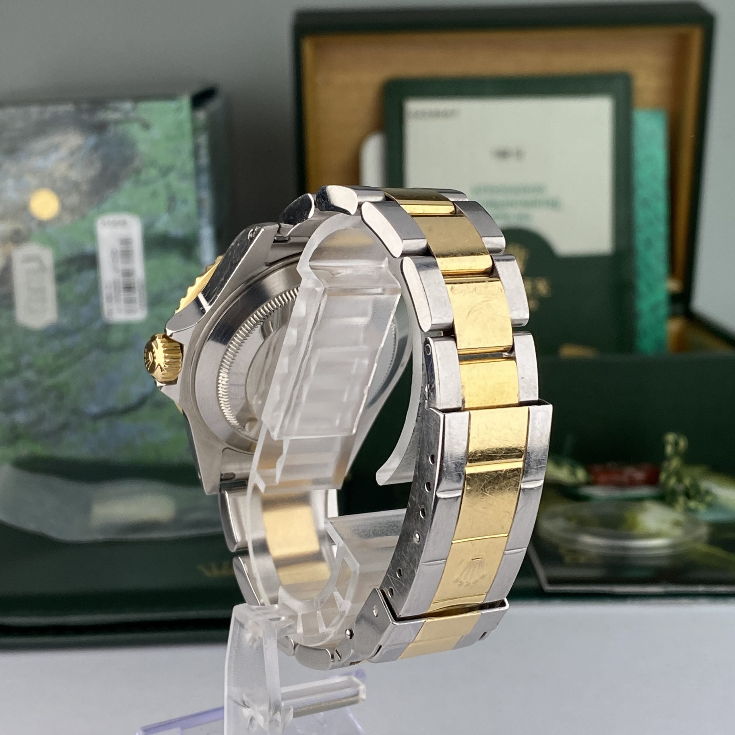 2003 Rolex Submariner 16613 Unpolished Steel & Gold Factory Serti Diamond Dial Box & Papers complete set