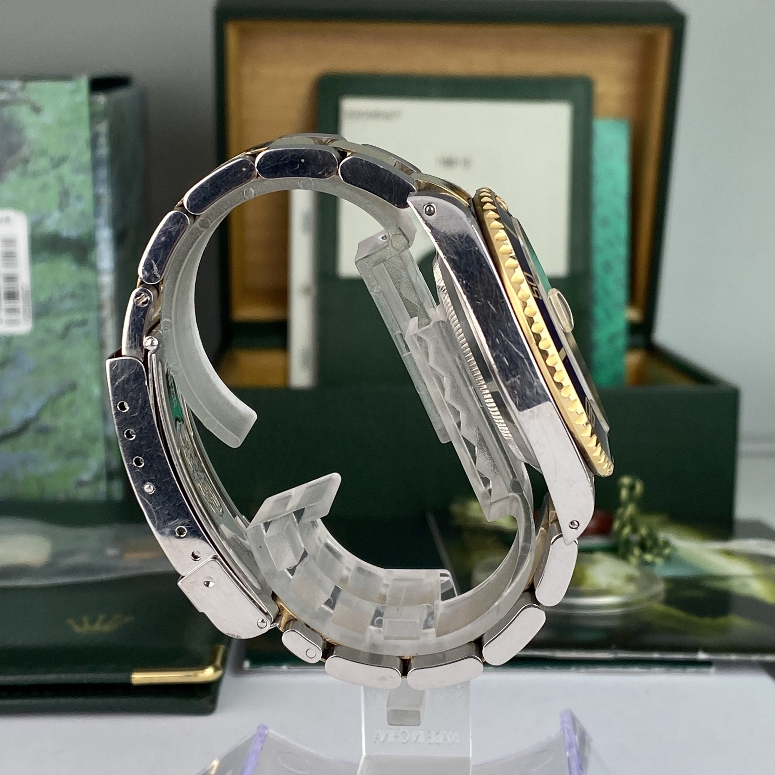 2003 Rolex Submariner 16613 Unpolished Steel & Gold Factory Serti Diamond Dial Box & Papers complete set