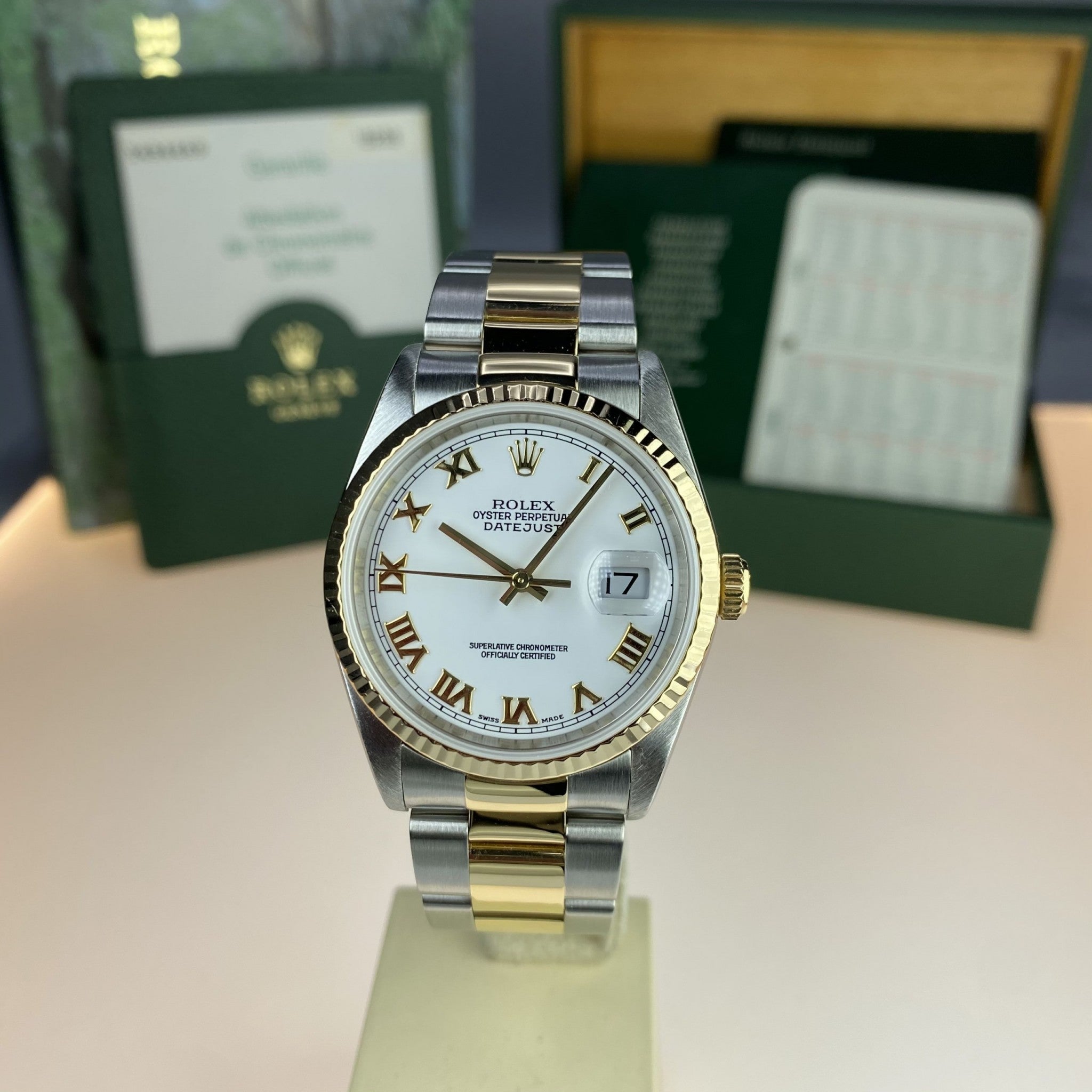 2003 Rolex Datejust 16233 Steel & Gold Roman Dial with Box & Papers