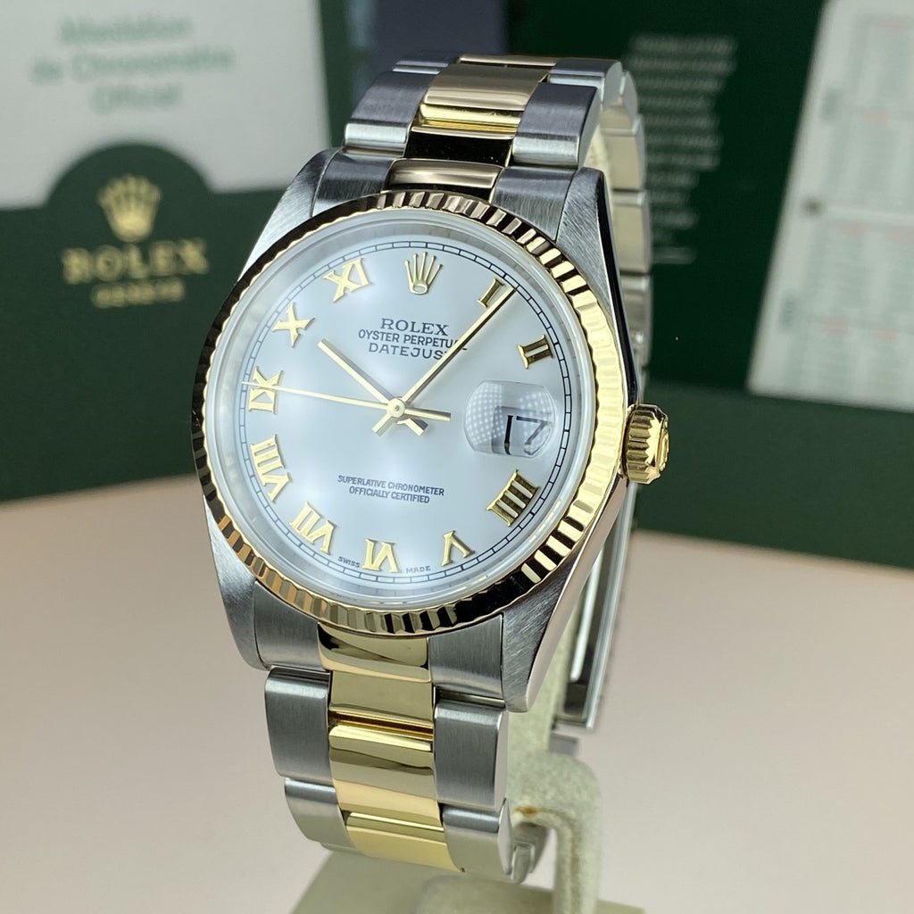 2003 Rolex Datejust 16233 Steel & Gold Roman Dial with Box & Papers