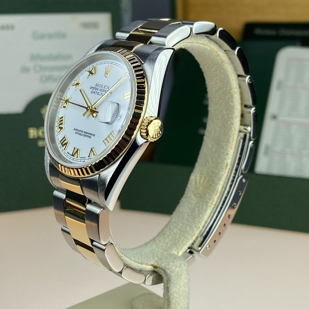 2003 Rolex Datejust 16233 Steel & Gold Roman Dial with Box & Papers