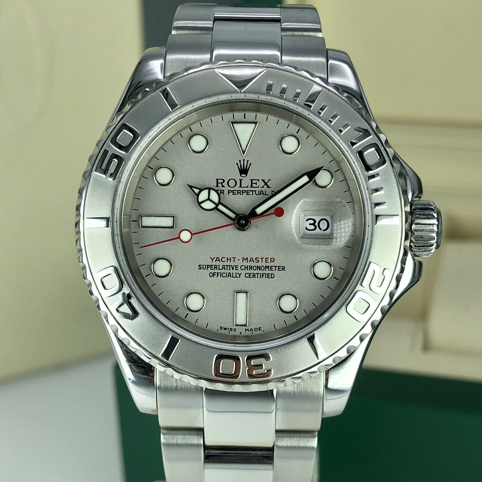 2004 Rolex 16622 Yacht-Master Platinum Bezel in mint condition With Box