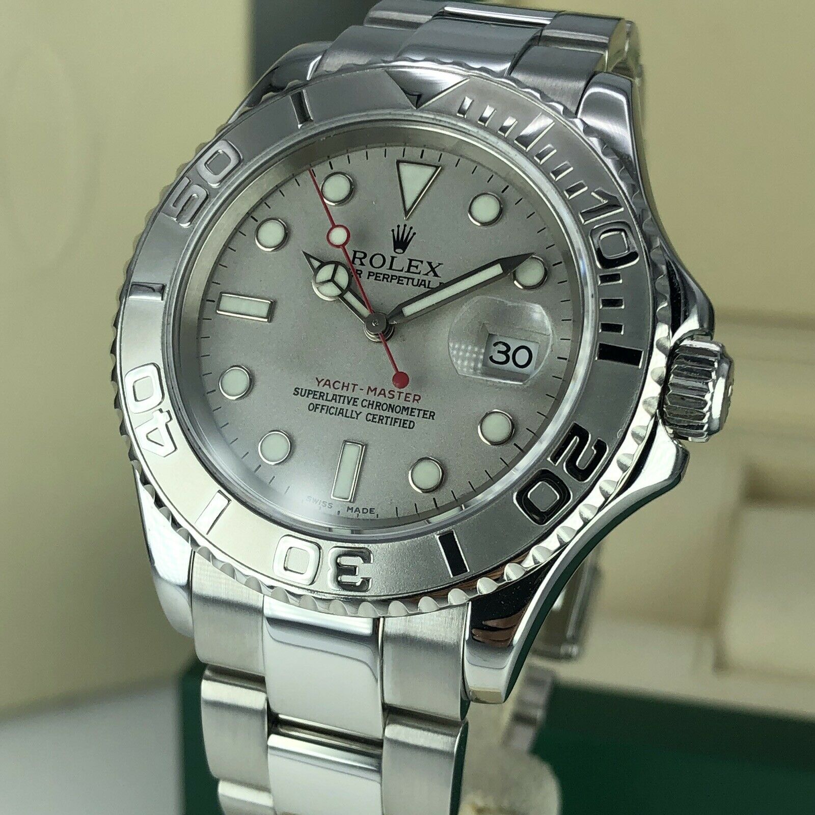 2004 Rolex 16622 Yacht-Master Platinum Bezel in mint condition With Box