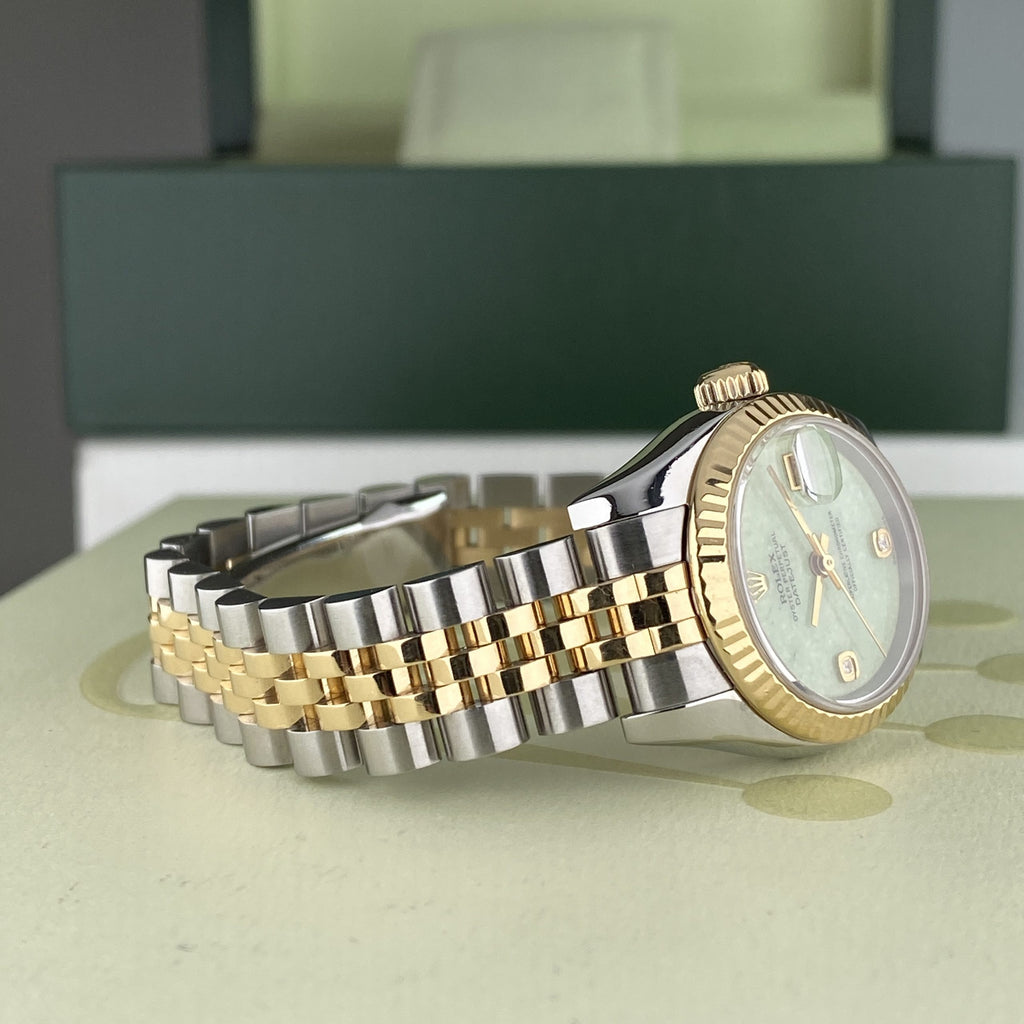 2004 Rolex Datejust 179173 Ladies 26mm Rare Original Diamond Green Jadeite Dial