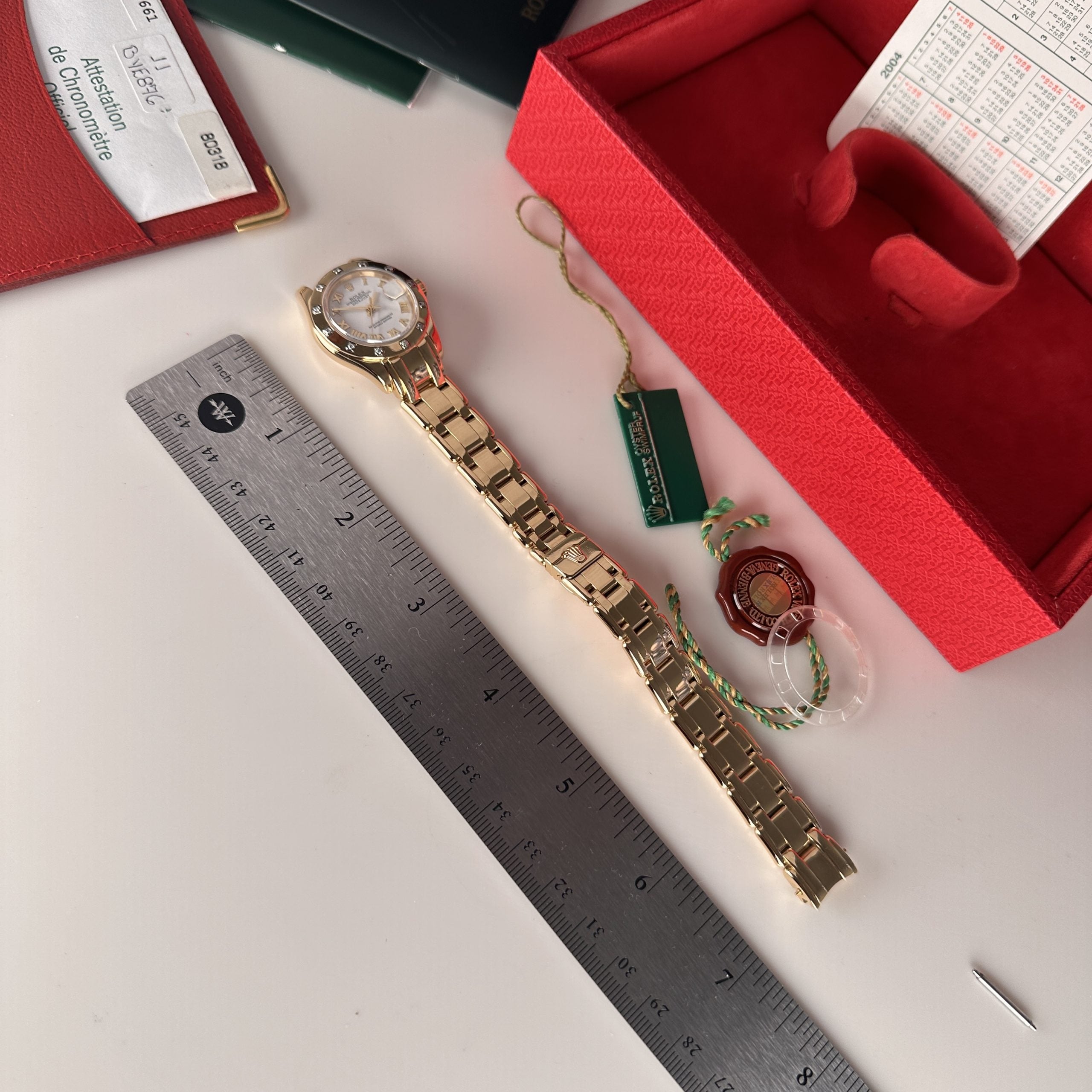 2004 Rolex Masterpiece 80318 Pearlmaster 29mm 18k Yellow Gold Factory Diamond Box and Papers