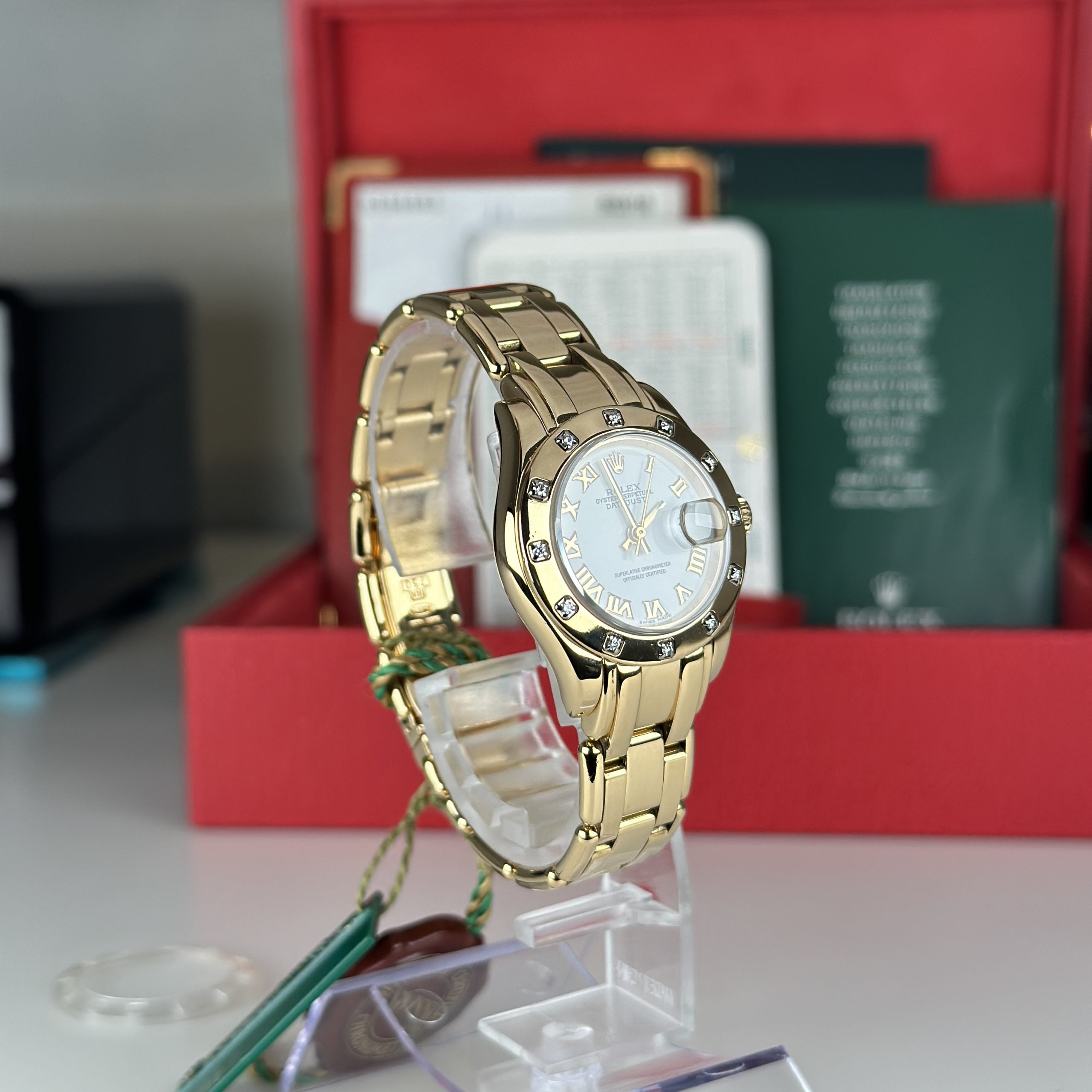 2004 Rolex Masterpiece 80318 Pearlmaster 29mm 18k Yellow Gold Factory Diamond Box and Papers