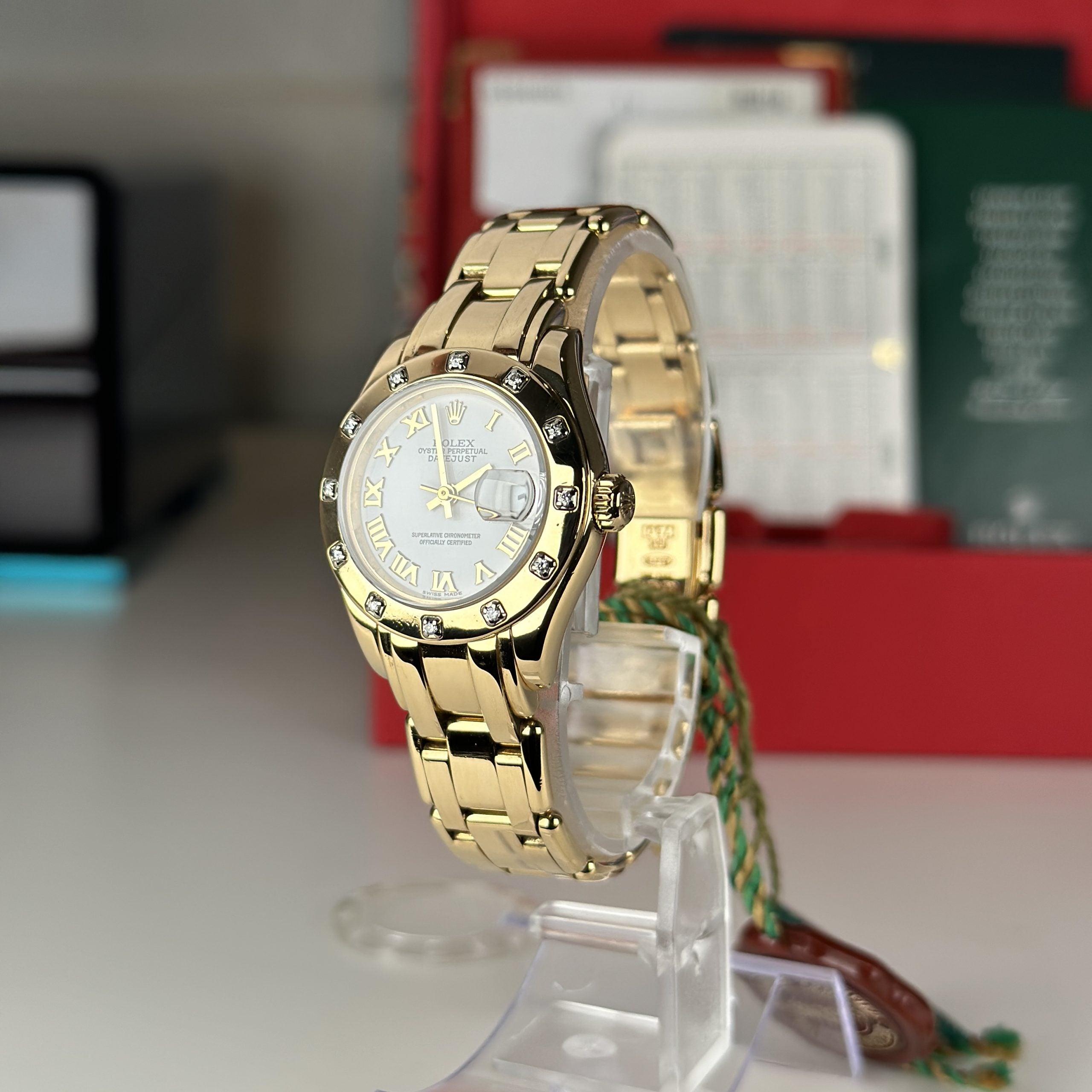 2004 Rolex Masterpiece 80318 Pearlmaster 29mm 18k Yellow Gold Factory Diamond Box and Papers