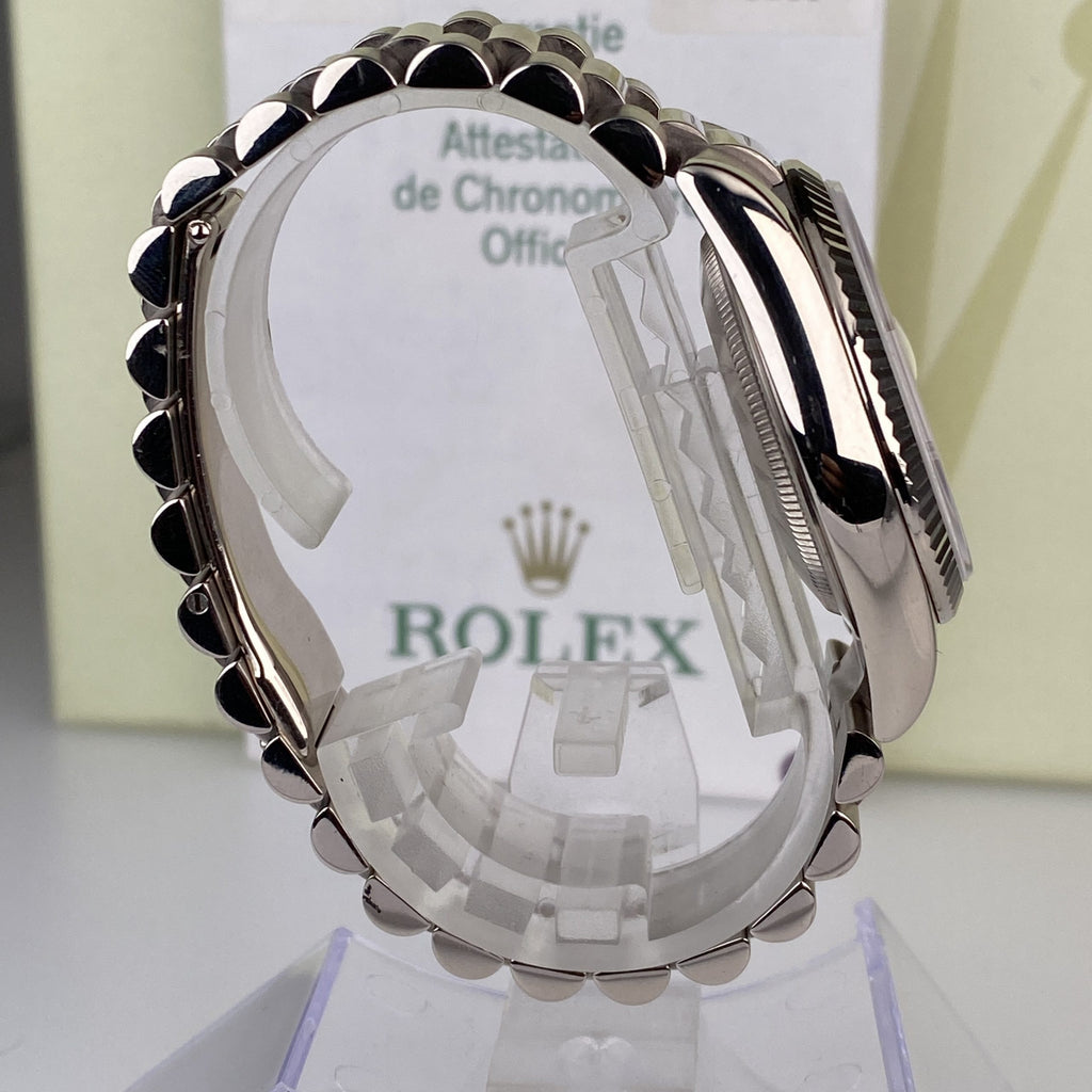 2005 Rolex Day-Date 118239 Unpolished President White Gold Factory Diamond Dial with Box & Papers