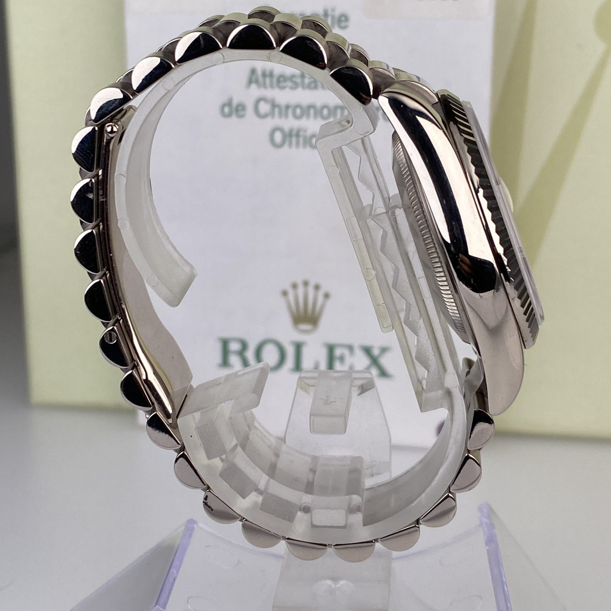 2005 Rolex Day-Date 118239 Unpolished President White Gold Factory Diamond Dial with Box & Papers