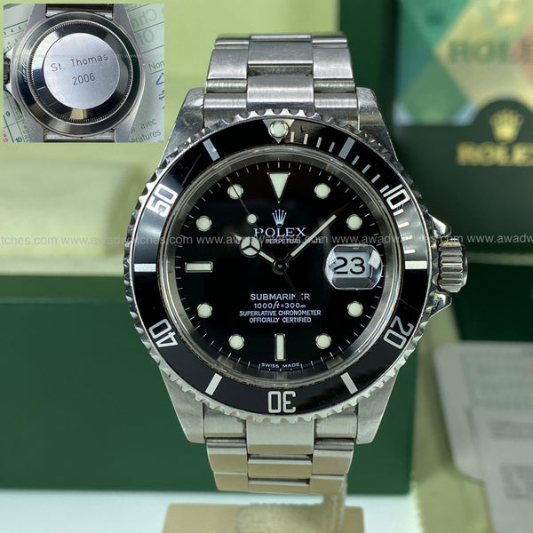 2006 Rolex Award Submariner 16610 St. Thomas Regatta Sailing Race Historical Complete Set Box & Papers